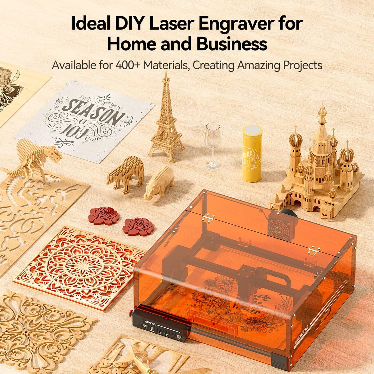 Laser Engraving Machine, Woxcker L2 MAX 5.5W Enclosure Laser Engraver, CNC Engraving Machine 0.01mm High Precision Laser Engraving and Cutting for Wood Metal Glass Suitable for Beginners Woxcker