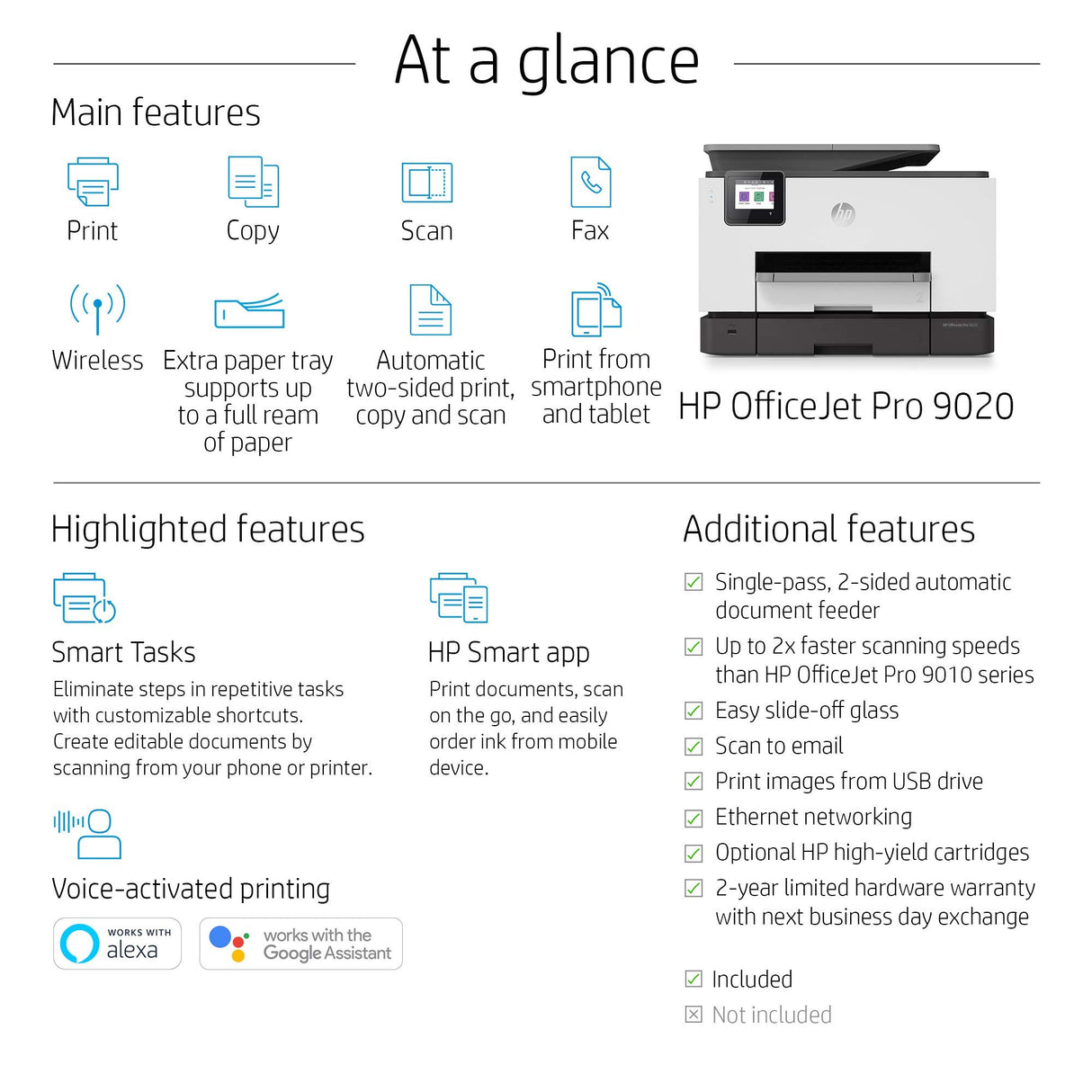 HP Officejet Pro 9020 All-in-One Colour Inkjet Printer 1MR78A USB Wireless (Renewed) HP