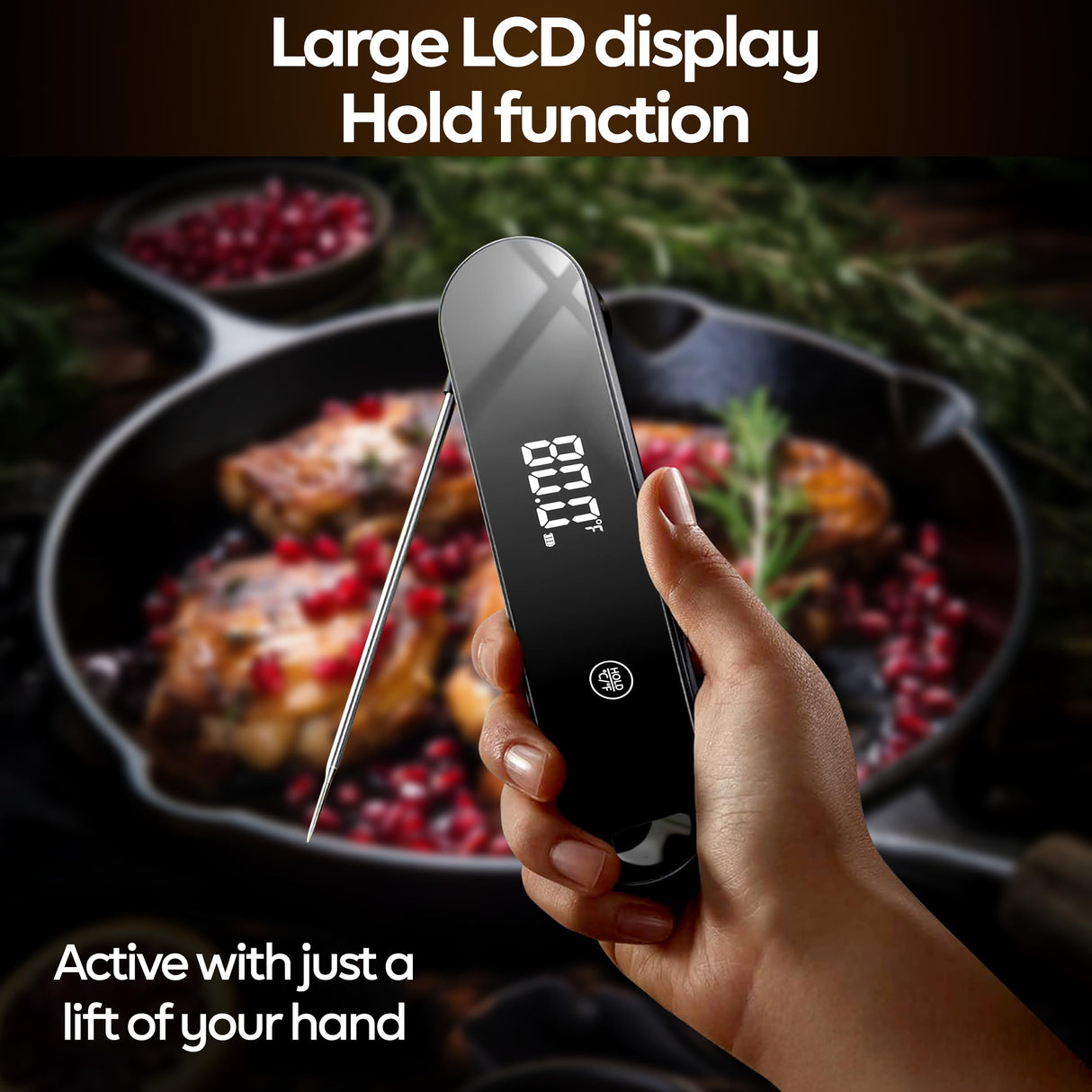 0.5 Second Instant Read Food Thermometer Professional Ultra Fast Meat Thermometer Digital Kitchen Thermometer for Cooking, Grill Thermometer, Waterproof IP67 BBQ Thermometer Famoos