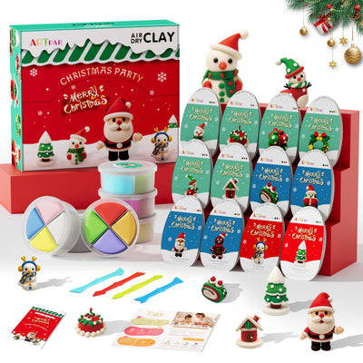 ARTPAR Air Dry Clay Kit for Kids,Christmas Carfts Supplies,12 Boxes Modeling Magic Clay Kit with Sculpting Tools Tutorials,Xmas Snowman Holiday Party Decor Gifts for Boys & Girls Age 3-12 Years