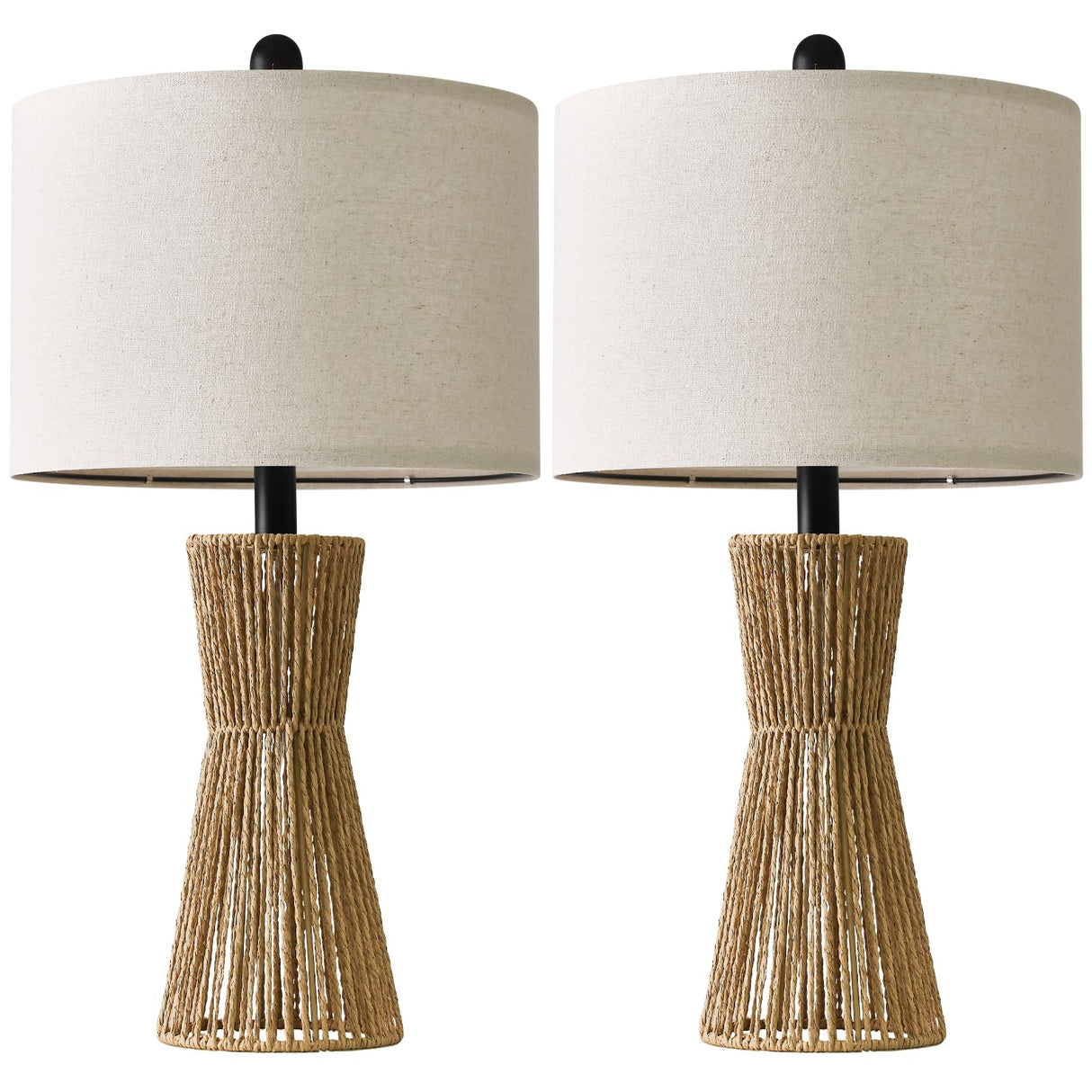 OYEARS 22.5" Table Lamps for Living Room,Boho Lamps Set of 2 for Bedrooms, Bedside Lamp for Nightstands, Rattan Lamp, Farmhouse Table Lamp for Room Decor, End Table, Retro, Brown(Not Include Bulbs) OYEARS