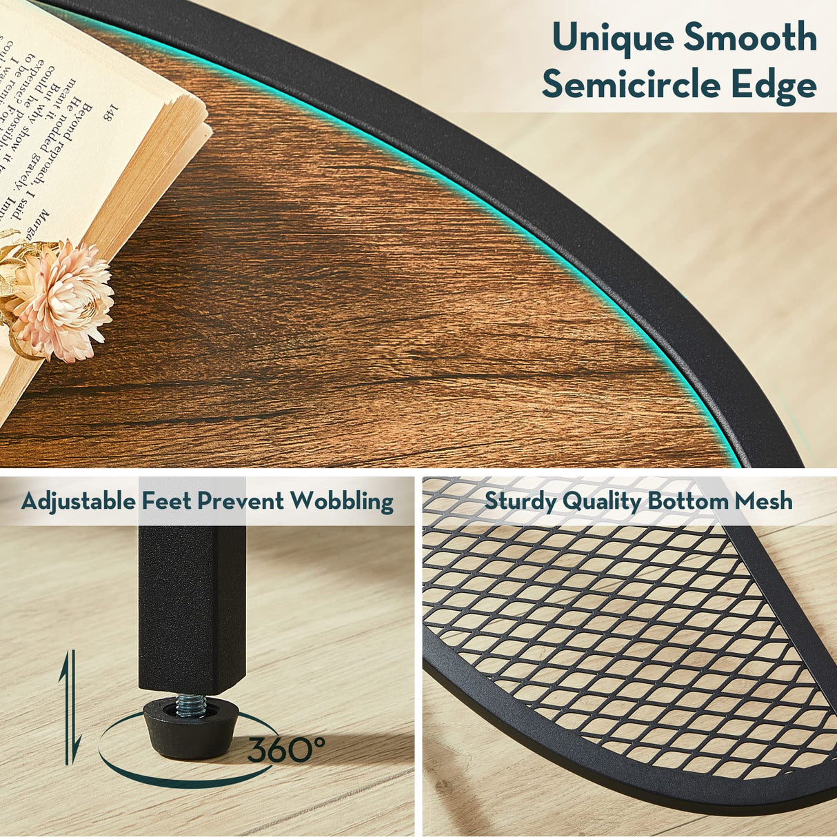 SAYGOER Console Table 2 Tier Narrow Entryway Table with Storage Half Moon Sofa Couch Table Mid Century Modern Small Entry Way Tables, Easy Assembly, Dark Walnut Top SAYGOER