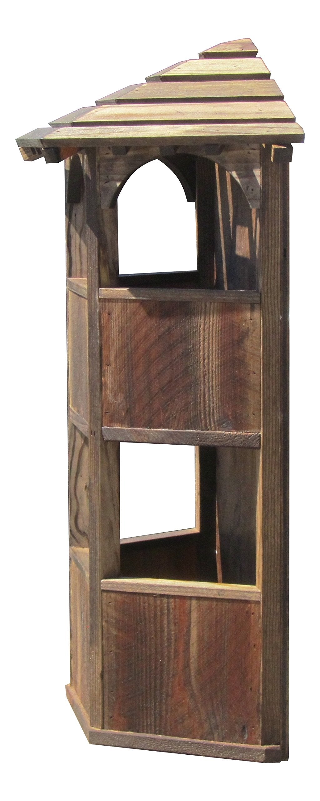 SamsGazebos Wall Mount Double Wood Planter with English Garden Gazebo Style Roof, 20 by 9 by 28-Inch, Brown SamsGazebos