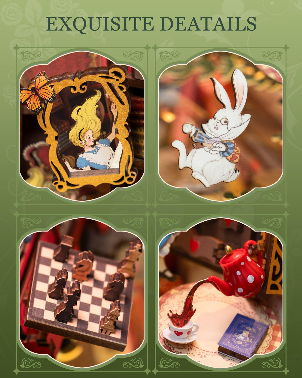 Rolife DIY Book Nook Kits Fall into Wonder, Fairy Tale Bookend Wooden 3D Puzzles for Bookshelf Decor, DIY Miniature House Building Kit for Adults, DIY Crafts/Surprised Gifts for Teens & Book Lovers Rolife