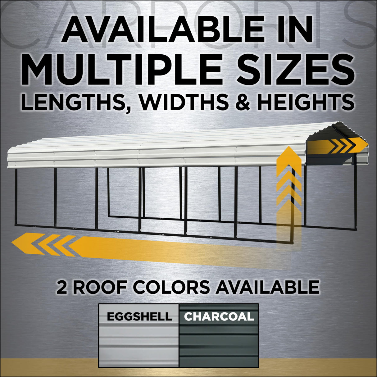 Arrow Carports Galvanized Steel Carport, with 1-Sided Enclosure, Compact Car Metal Carport Kit, 10' x 15' x 9', Charcoal Arrow Shed