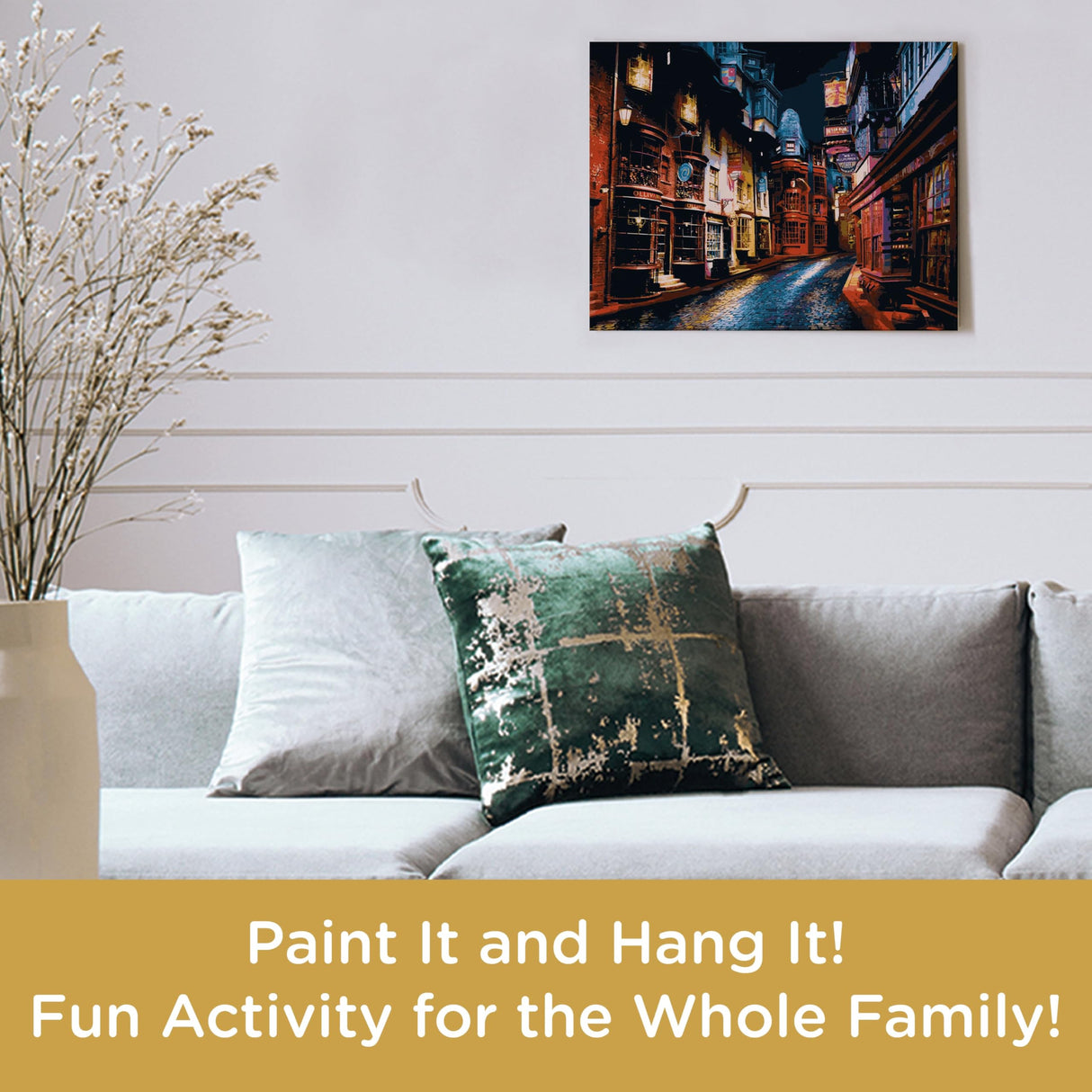 AQUARIUS Harry Potter Diagon Alley Art by Numbers - 16 x 20 inches Paint by Number for Adults & Kids - DIY Color by Number Paint Kit for Beginner - Officially Licensed AQUARIUS