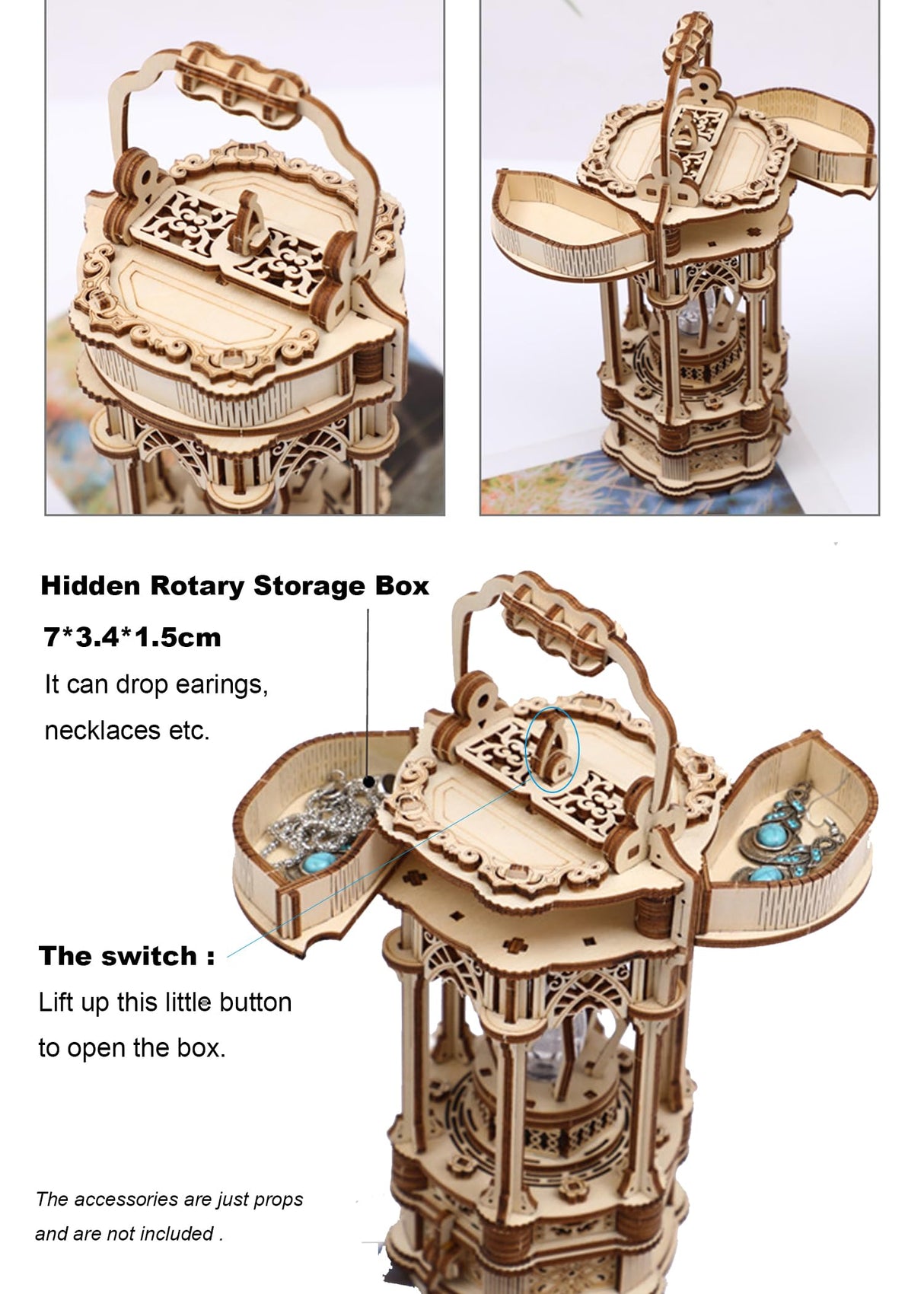 3D Puzzles for Adults - DIY Wooden Puzzle Lantern Model Kits for Adults to Build, Unique Gift Aesthetic Desk Decor with LED Light PlaTu
