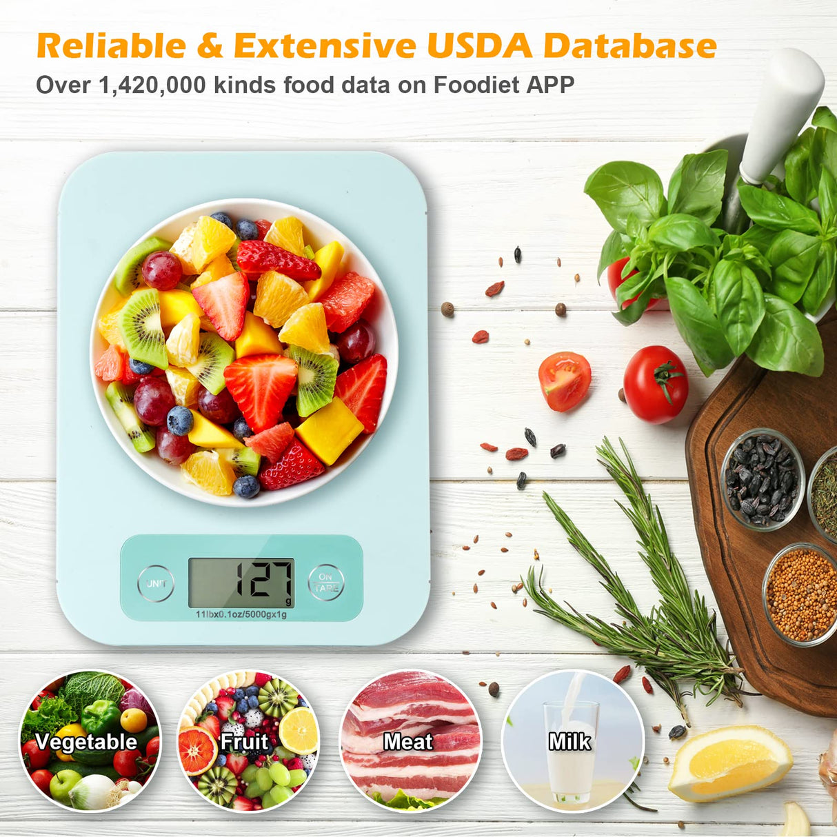 Smart Food Scales for Kitchen - Digital Food Scale with Nutritional Calculator Analysis App, Food Weight Scale Grams and Ounces, Food Scale for Weight Loss, Calories Counting, Meal Prep 0.1oz URAMAZ