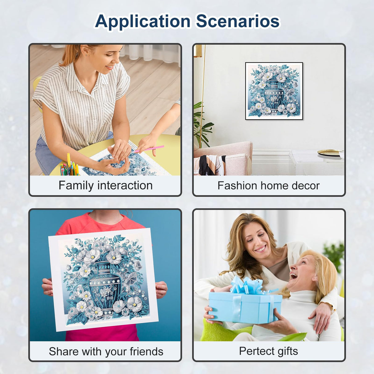 Stalente Diamond Painting Kits for Adults Flower, 5D Special Shape Diamond Art Kits for Beginners, Crystal Rhinestones Diamond Painting for Home Wall Decoration Gift 12×12inch, Vase Stalente