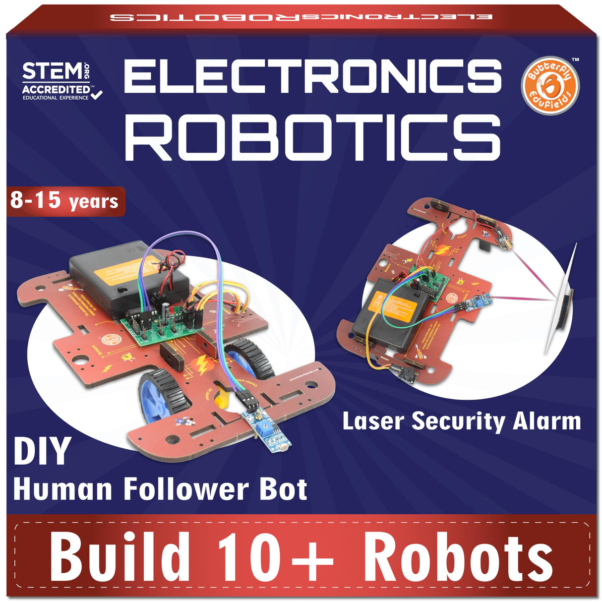 Butterfly EduFields 10-in-1 STEM Robotics Kit for Kids Ages 8-14 | Electronics & Engineering Science Kit with Circuit Board Projects | Educational Robot Building Kit Butterfly EduFields