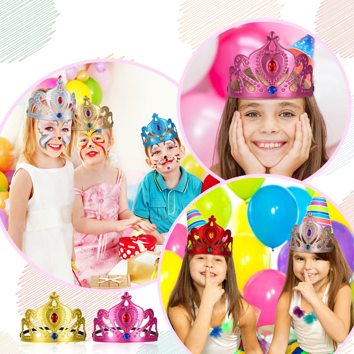 Yaomiao 22 Pcs DIY Crowns Set Include 12 Pcs Foam Princess Crowns and 10 Pcs Crystal Diamond Sticker for Kids(Multicolor) Yaomiao