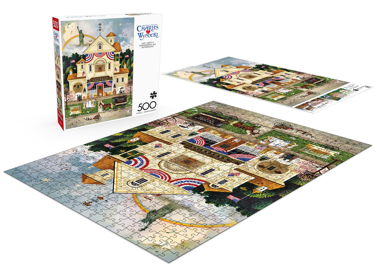 Buffalo Games - Charles Wysocki - Lady Liberty's Independence Day Enterprising - 500 Piece Jigsaw Puzzle for Adults -Challenging Puzzle Perfect for Game Nights Buffalo Games