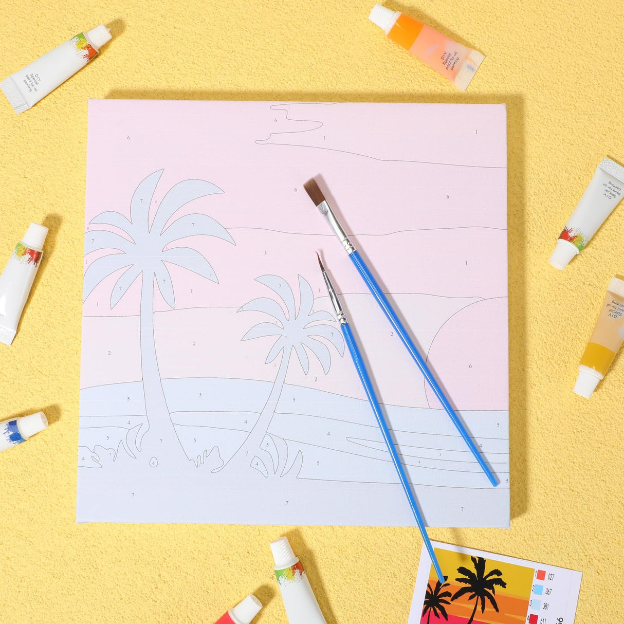 Nezyo 12 Sets Paint by Numbers Kit with Frame for Adult Beginners, DIY Acrylic Paint by Number Canvas for Painting Party, Classroom Activity Birthday Gift, 8 x 8 Inch Nezyo