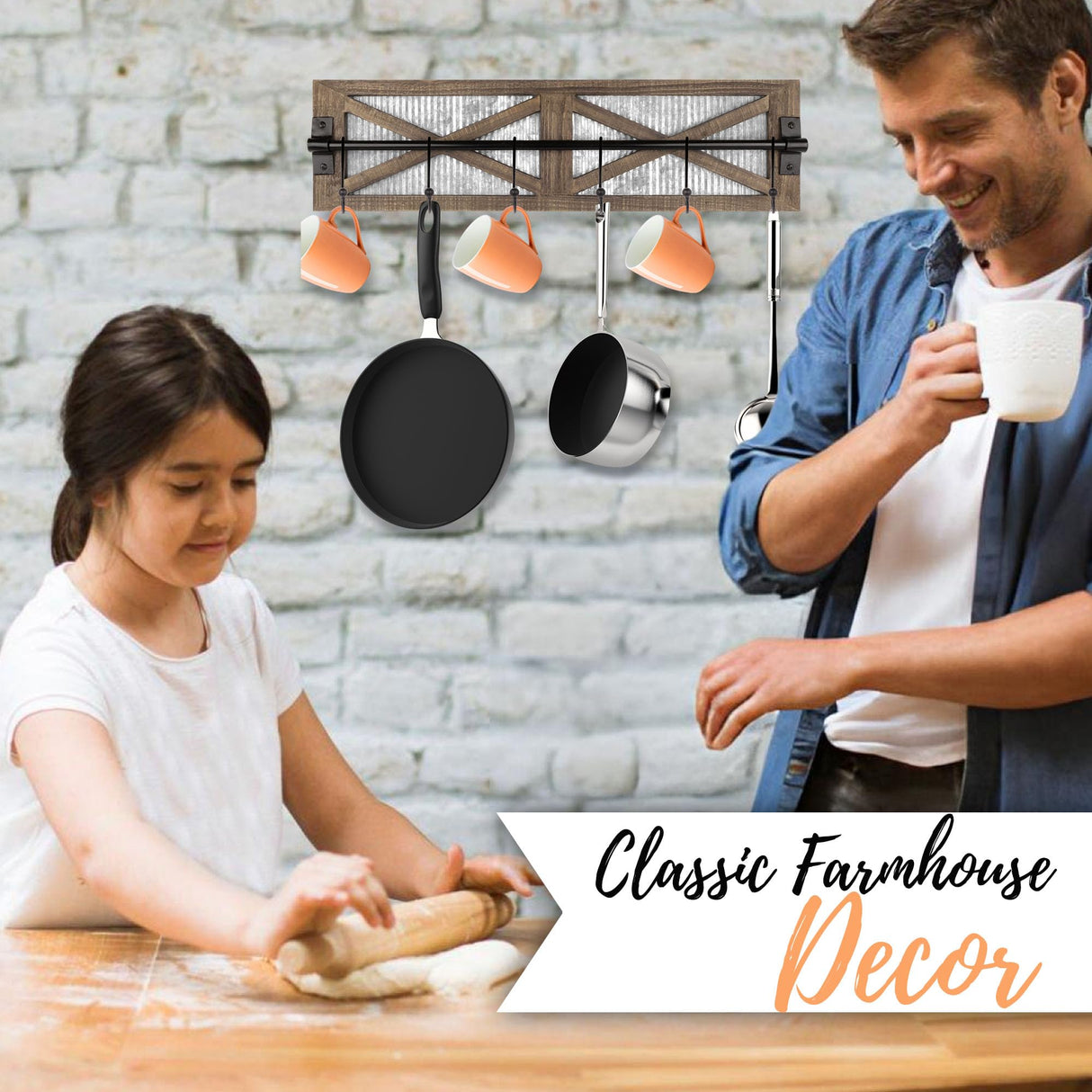 Autumn Alley Rustic Coat Rack Wall Mount – Multi-Purpose Farmhouse Wood and Metal Coat Hooks Wall Mount for Entryway, Bathroom, or Kitchen Autumn Alley