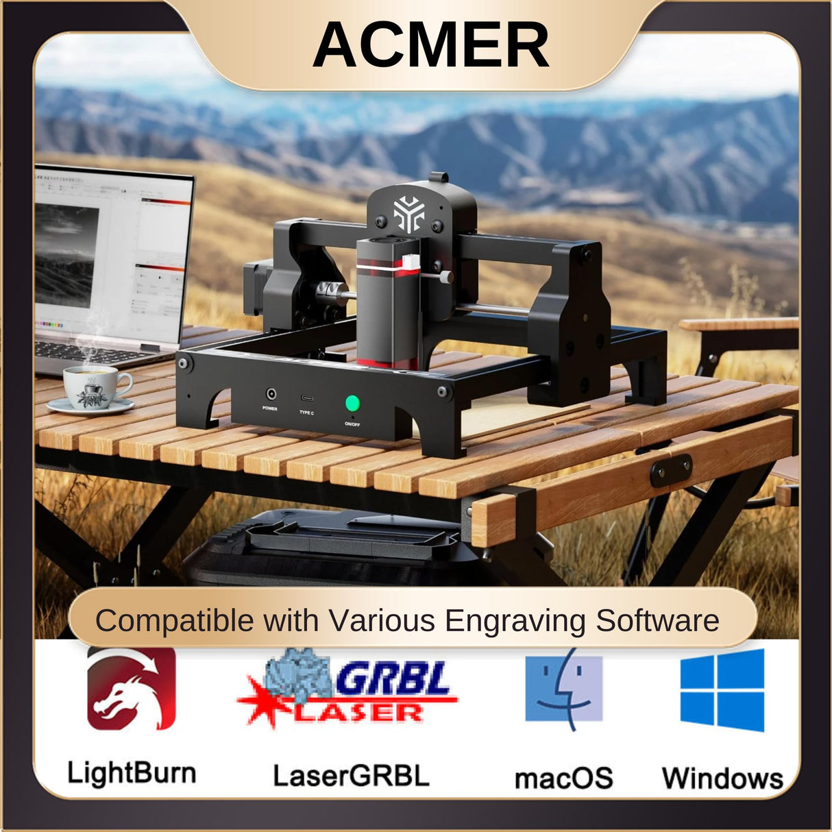 ACMER S1 Laser Engraver for Beginner Mini Laser Engraving Machine for Wood Metal, Laser Class4 (S1 3500mW) ACMER