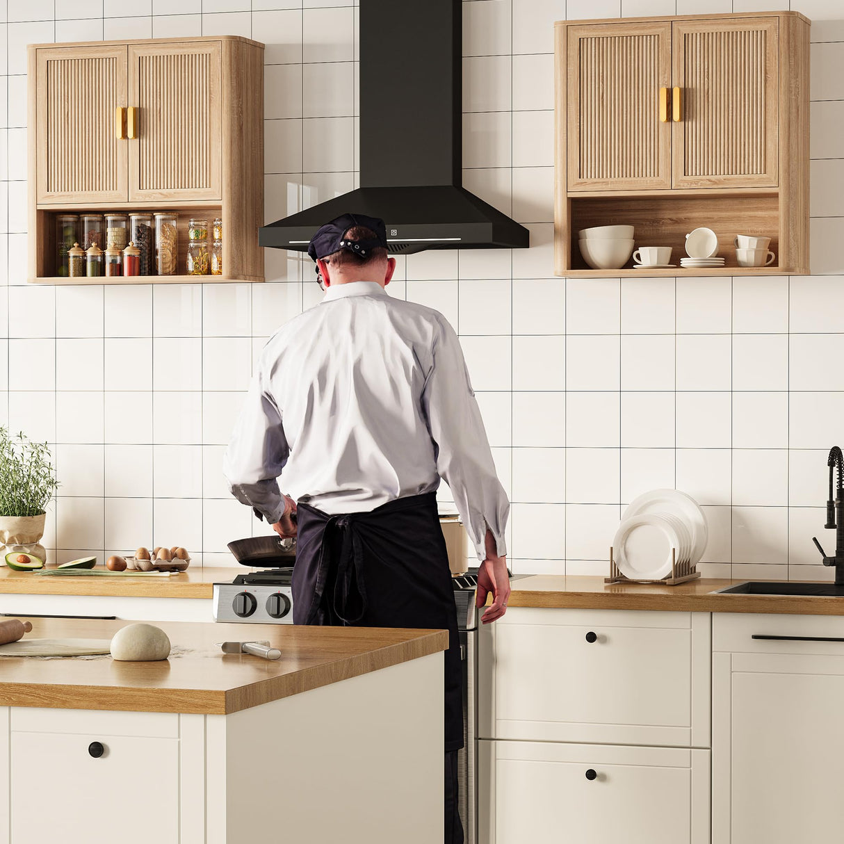 INNOD Bathroom Storage Cabinet, Medicine Cabinet with Adjustable Wood Shelf & Doors, Over The Toilet Storage Cabinet for Laundry Room & Kitchen & Living Room (Natural Oak) INNOD