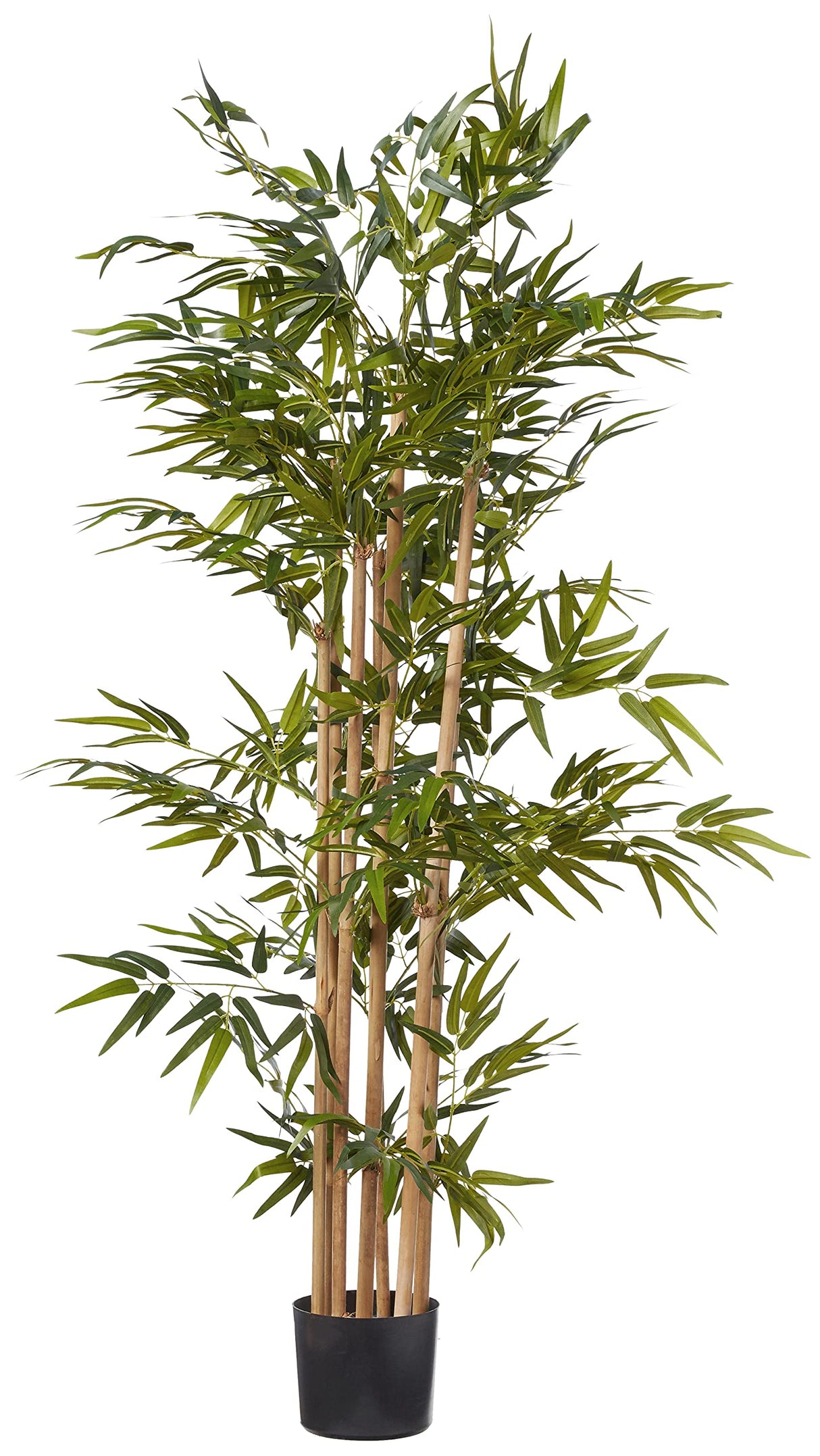Nearly Natural 64in Bamboo Tree, Fake Bamboo Plants with 7 Natural Trunks, 5.3ft Tall Faux Plants for Indoor Home Decor with 1040 Realistic Fake Leaves Nearly Natural