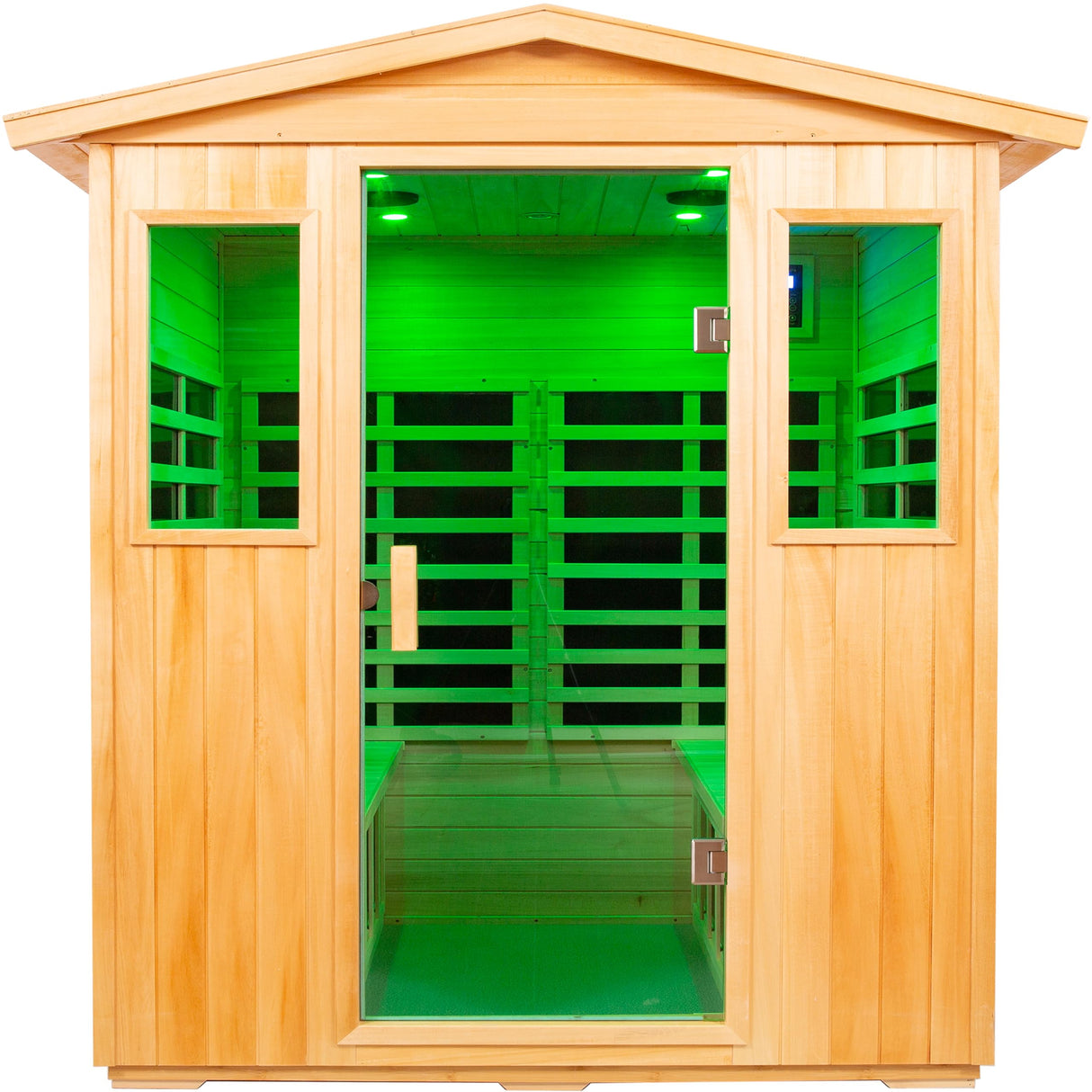 LTCCDSS Basswood Outdoor Sauna 4 Person Far Infrared Sauna, Basswood Wisconsin, Withstand Outdoor Temp -10℉-149℉| Low EMF Sauna Room for Home-12 Low EMF Boards-Chromotherapy-Bluetooth Speaker LTCCDSS