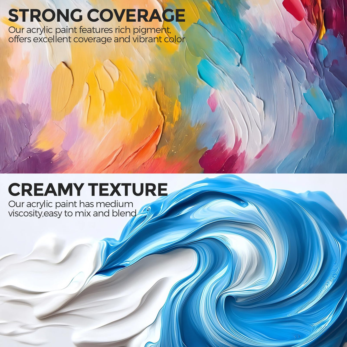 Smallbudi 15 Colors Large Acrylic Paint Set (16.9 oz,500 ml), Bulk Acrylic Paint Non-Toxic Art Painting Supplies on Multi Surface Canvas Wood Craft Fabric Rock for Artist Beginner with Color Wheel Smallbudi