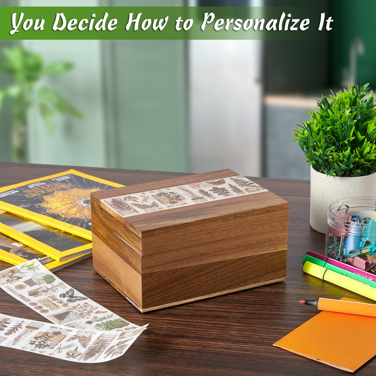 DRASTAR Keepsake Box, Acacia Wood Memory Box with Hinged Lids, Wooden Jewelry Box, Small Storage Box, Bridal Shower Gifts Box,3x5, 4x6 Card Box, Decorative Box DRASTAR