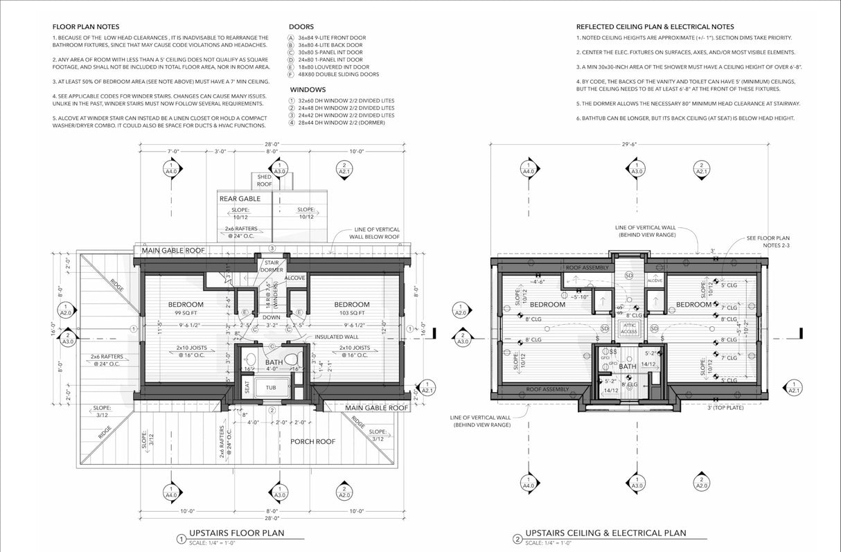 Two-Story 2-Bedroom Home Building Plans | 28'x16' | 956sqft | DIY Blueprint Generic
