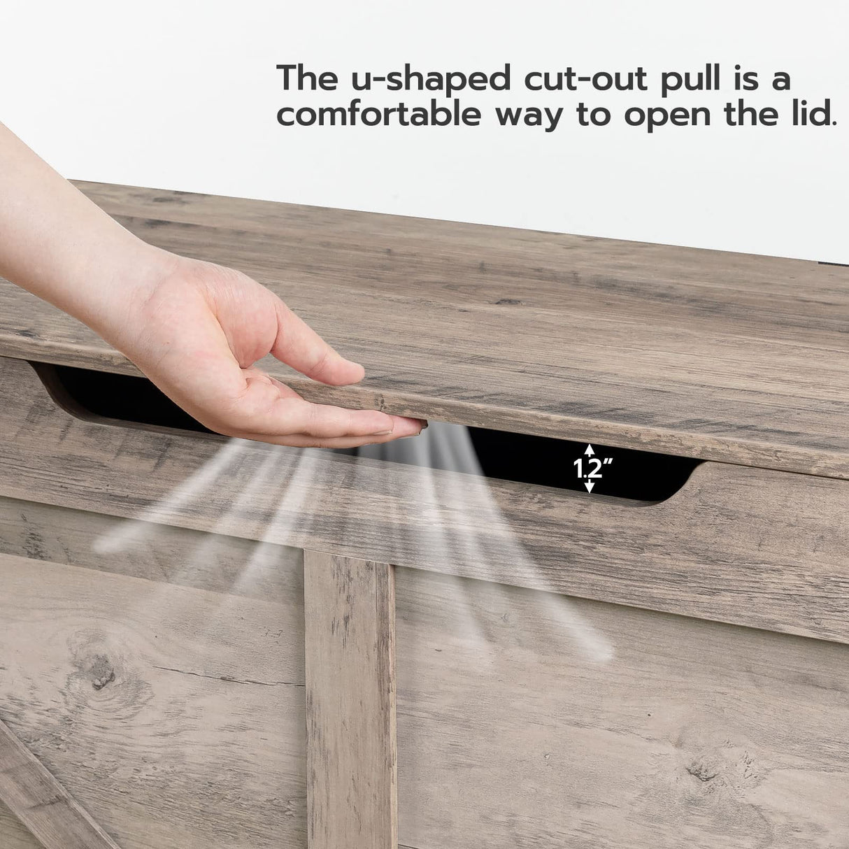 HOOBRO Storage Bench, 39.4” Retro Wooden Storage Chest with U-Shaped Cut-Out Pull, Safety Hinge, Supports 220 lb and Easy Assembly for Toy Box Organizer (Greige) BG771CW01 HOOBRO