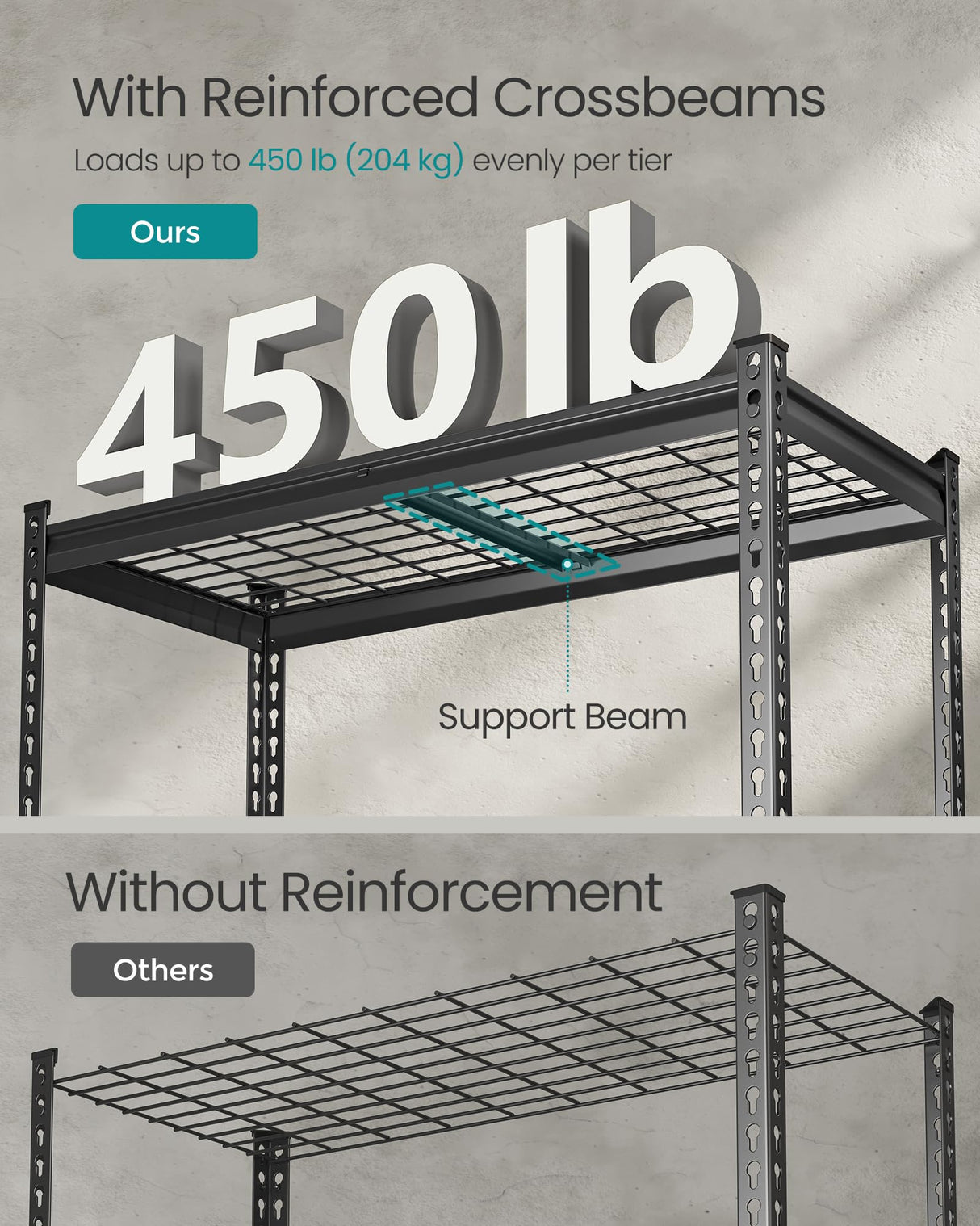 SONGMICS 5-Tier Storage Shelves, Heavy-Duty Garage Shelving, Adjustable Shelving Unit, Steel Shelf, Boltless Assembly, for Garage, Shed, 2,250 lb Load, 18 x 36 x 72 Inches, Ink Black UGLR453B01 SONGMICS