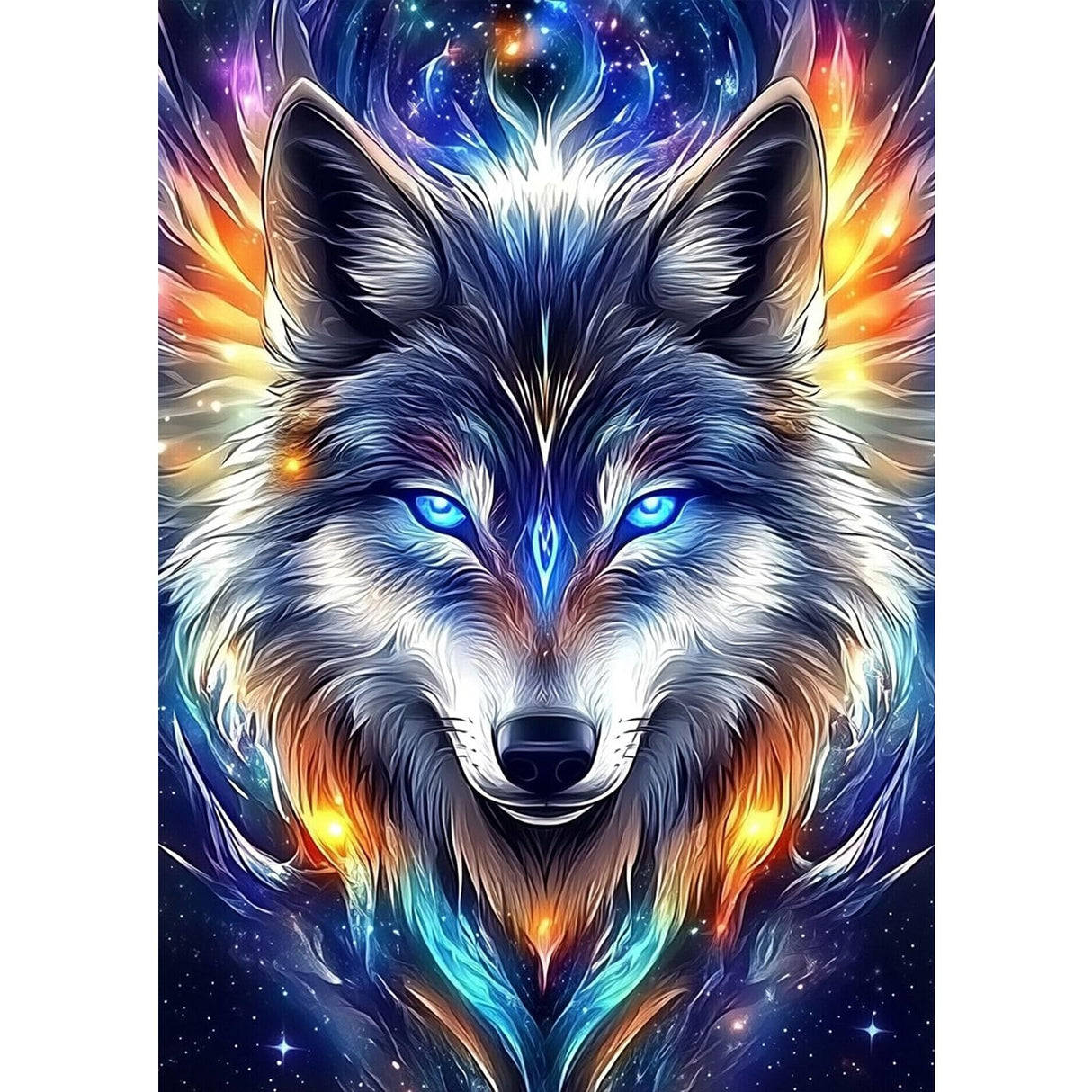 MXJSUA DIY Wolf Diamond Painting Kits for Adults, Animal Diamond Gem Art Painting for Beginners, Diamond Picture with Full Round Drill Dots Craft Set Gift, 12 * 16 Inch MXJSUA