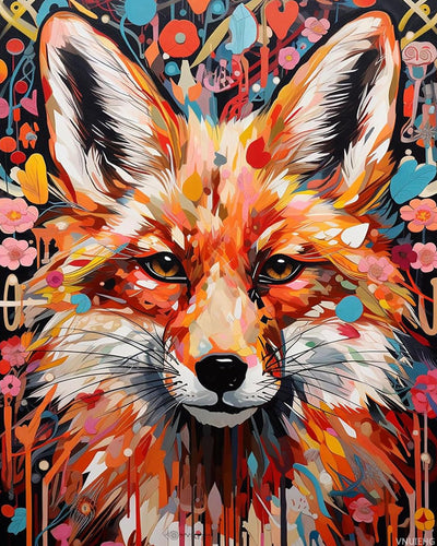 VNUIEHG Graffitic Fox Painting by Numbers for Adult Colorful Wildlife Paint by Numbers on Canvas Jungle Animal Easy to Paint with Brushes and Acrylic Pigment Room Decor 16x20 inch Gift(DIY No Frame)