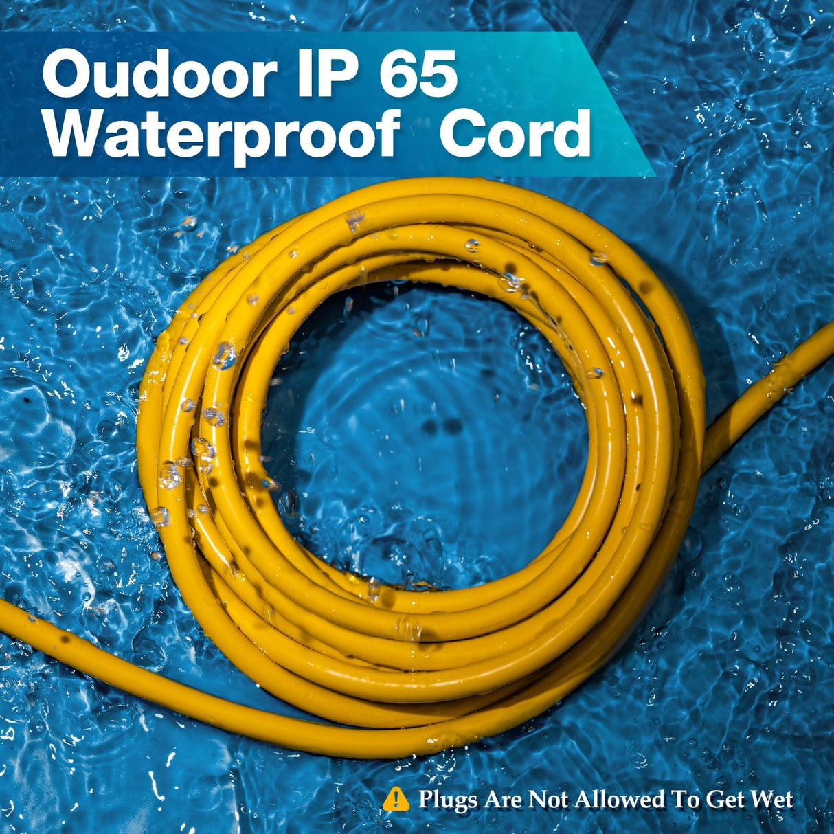 BBOUNDER Outdoor Extension Cord 50 FT Waterproof, 12/3 SJTW Heavy Duty 15A 1875W, Flexible 100% Copper 3 Prong Cords for Commercial Use and High Power Appliance, Yellow BBOUNDER