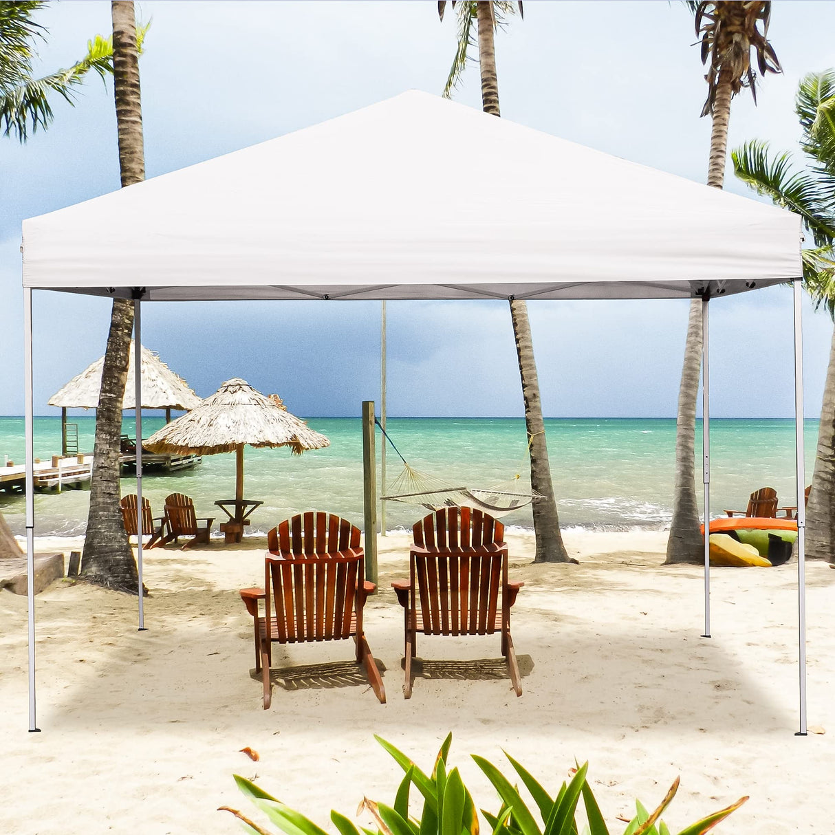 ZENY 10x10 Pop Up Canopy Tent Easy Set-up Outdoor Patio Canopy Adjustable Straight Leg Heights Instant Shelter with Wheeled Bag, Ropes ZENY