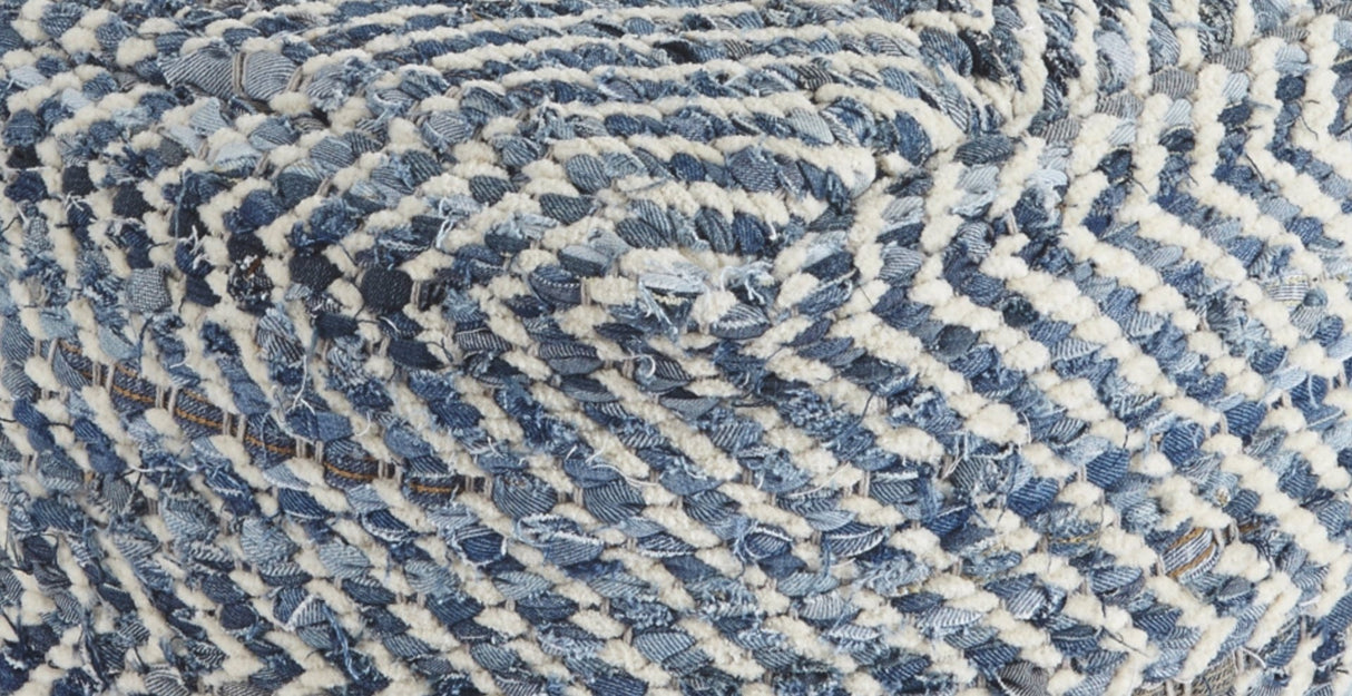 Signature Design by Ashley A1000445 Pouf, Blue & White Signature Design by Ashley