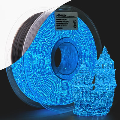AMOLEN Glow in The Dark Filament, 1.75mm 3D Printer PLA Filament, Dimensional Accuracy +/- 0.02 mm, 1KG/2.2lb, Fit Most FDM Printer, Firefly Blue