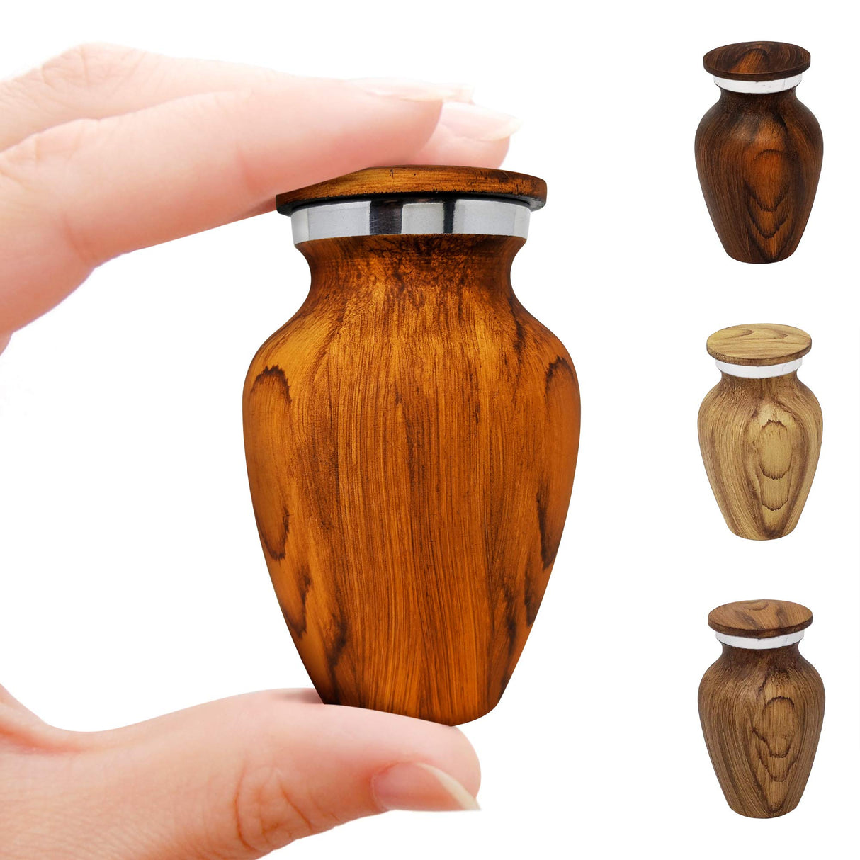 Small Keepsake Cremation Urn for Human Ashes with Wood Grain Finish Choose from 4 Unique Woodgrains Mini Metal Sharing Personal Funeral Urn for Pet or Human Ashes (South American Rosewood) KC KATIE COLLECTION BY URNSELLER