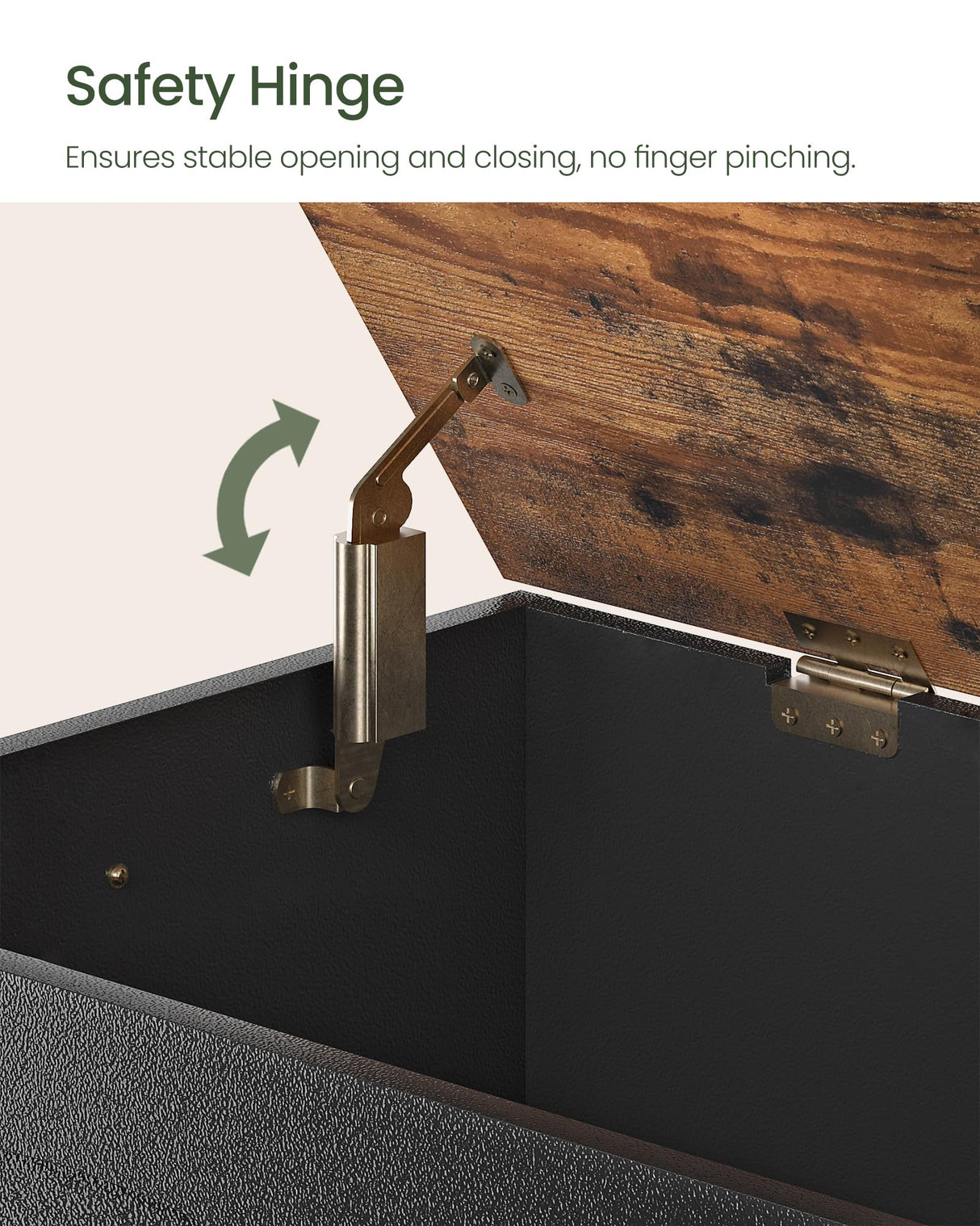 CHOEZON 39.4" Storage Chest Bench with Lift Lid, Toy Chest with Safety Hinge, Entryway Shoe Bench, Wooden Storage Trunk, Holds up to 220 lb, for Living Room, Bedroom, Black and Rustic Brown MCW12BF