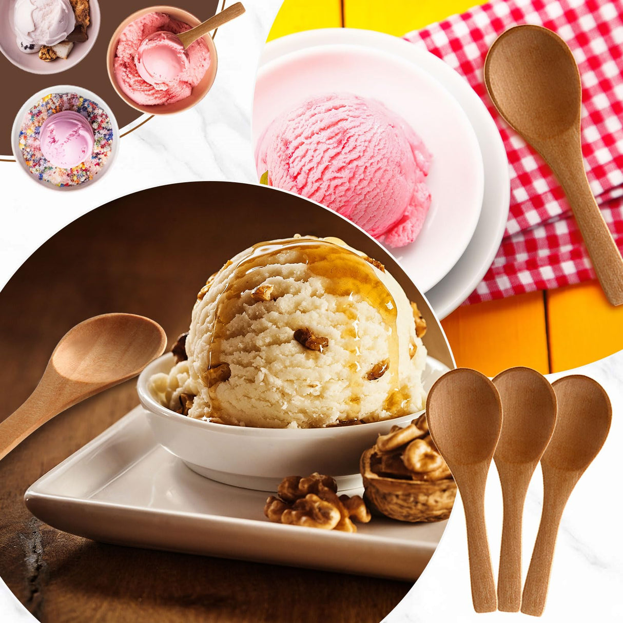 Boao 50 Pcs Small Wooden Spoons, 3.5'' L, Mini Wood Spoons Bulk Nature Tiny Spoons Little Wooden Teaspoons for Jars Sugar Creamer Honey Spices Salt Kitchen Supplies Boao