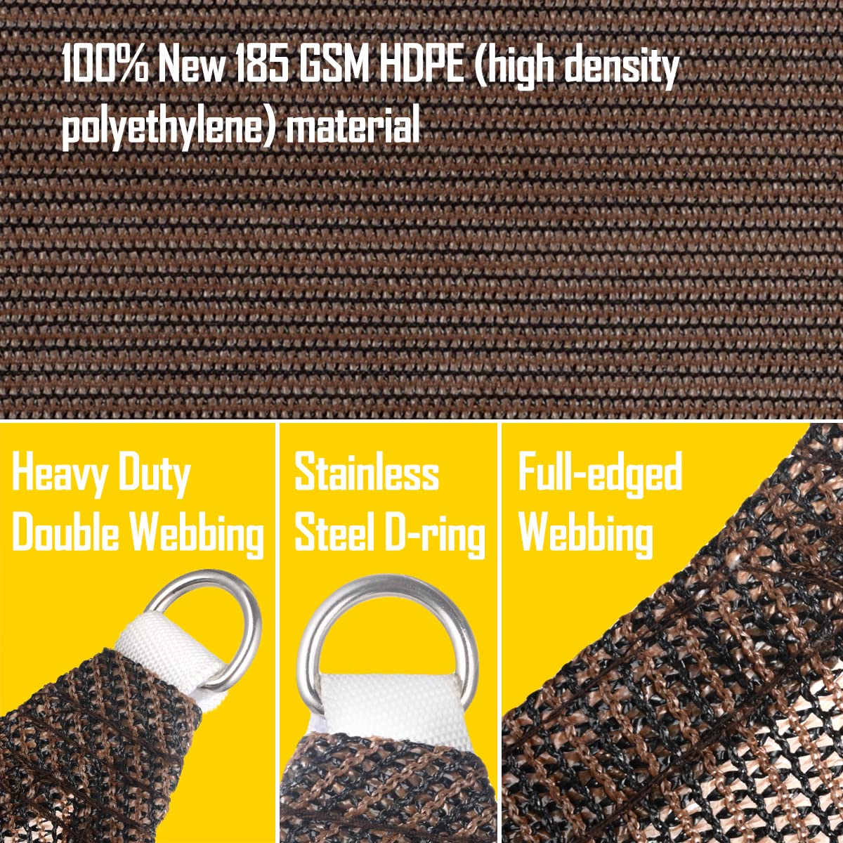 8' x 18' Sun Shade Sail Canopy Awning Permeable Fabric Pergola Cover, for Outdoor Patio Lawn Garden Backyard Carport, Brown INCHRISL