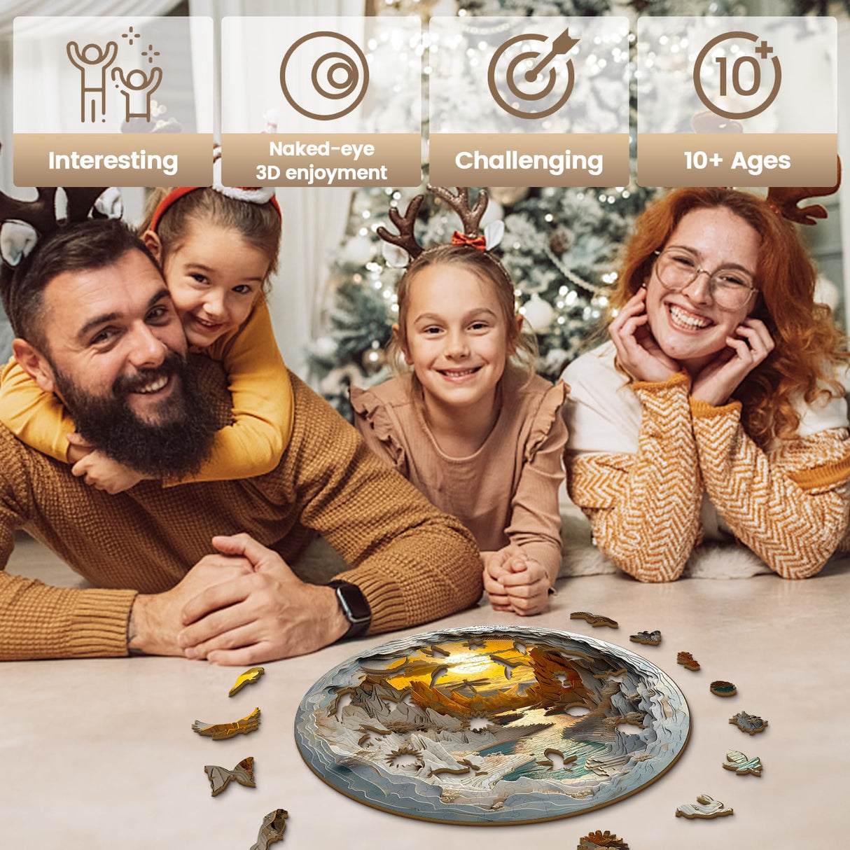 Wooden Puzzle for Adults-3D Vision Effect Wooden Puzzle Unique Shape Advanced Cave Wooden Jigsaw Puzzle for Adult, Wood Puzzles,Challenge Wooden Jigsaw Puzzle (S-8.5 * 8.5in-100pcs) Welsky