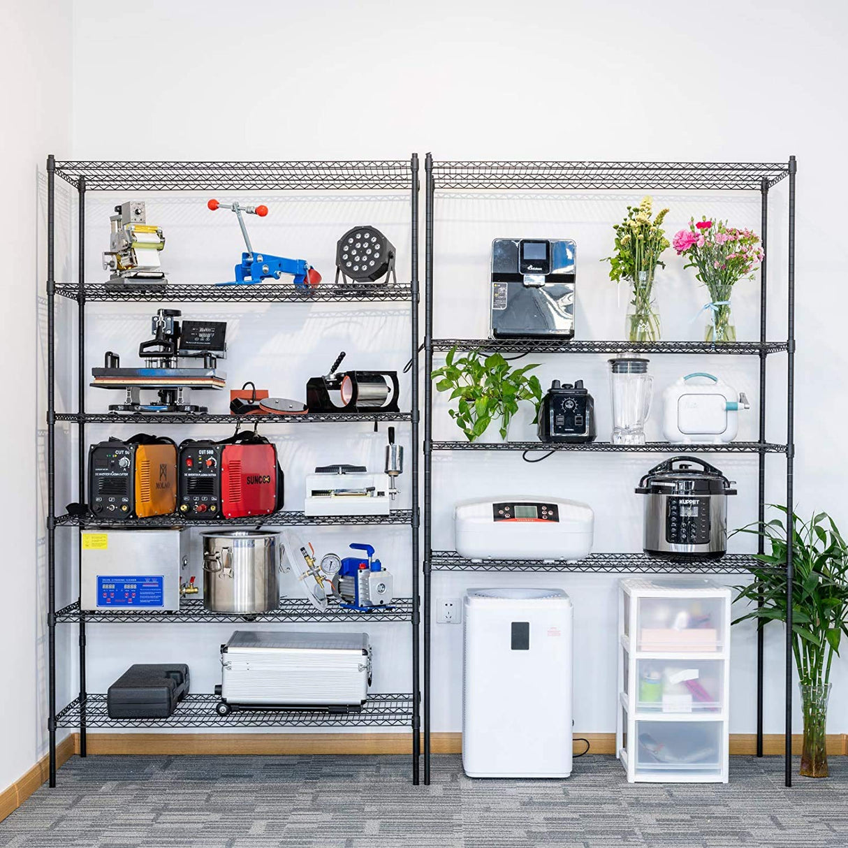 XXkseh Metal Shelf 6 Tier Wire Shelving Unit with Wheels,Heavy Duty Storage Shelves, NSF Garage Kitchen Organizer, Wire Rack Height Adjustable Commercial Grade Rolling Steel Rack,48"x18"x82", Black XXkseh