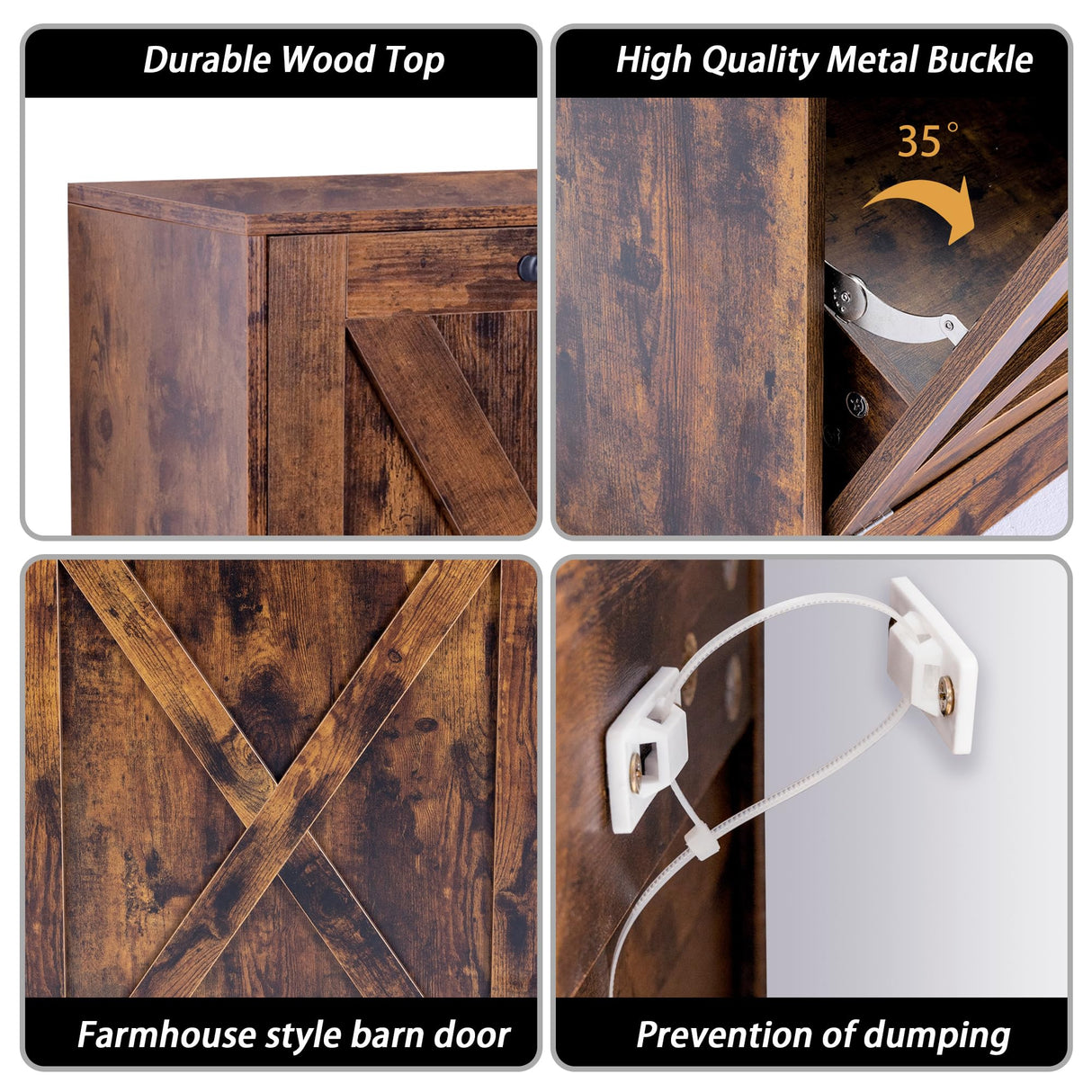 Zvyteay 13 Gallons Tilt Out Trash Can Cabinet, Wooden Free Standing Kichen Waste Bin Recycling Cabinet Hidden Trash Cabinet Laundry Cabinet Pet Food Cabinet (Rustic Brown) Zvyteay