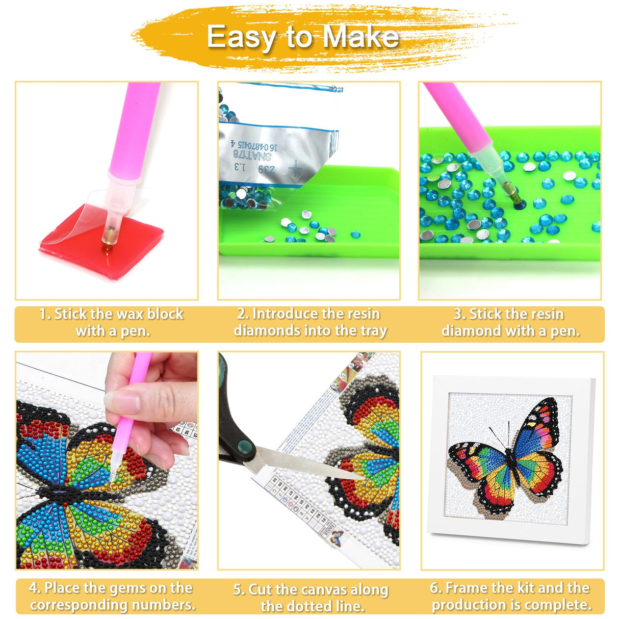 lesaonsy Diamond Painting Kit with Frame - 6 Inch Pre-Framed Animal Art | Beginner-Friendly DIY Craft Gift for Teens & Adults | Complete Set with Tools, Gem Art Kits Gift (Cartoon Unicorn) lesaonsy