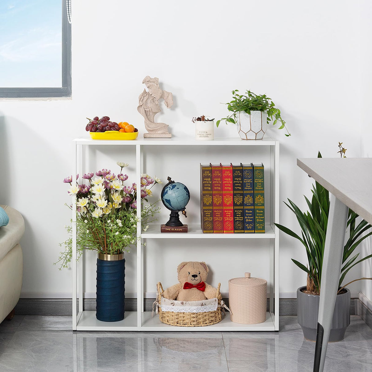 HDANI Console Table, Narrow Entryway Table, 3 Tier Metal Hallway Table, 9.8''Dx31.5''Wx29.7''H(White) HDANI