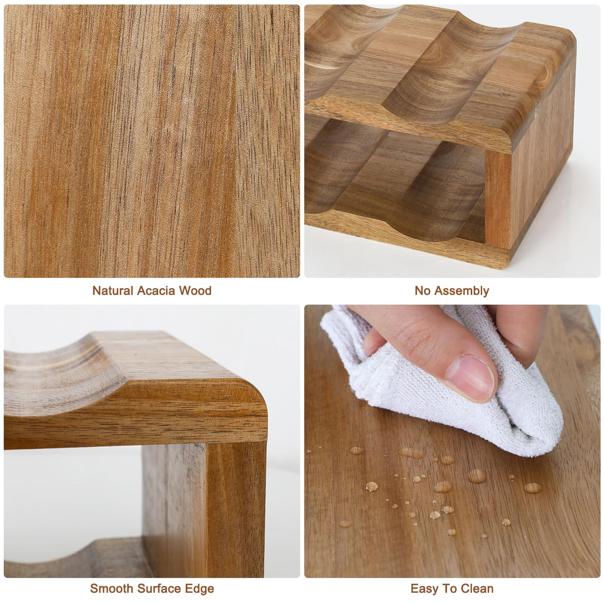 Jotboom Acacia Wine Racks Countertop,Wooden 6 Bottle Wine Rack,Wine Bottle Holder for Inside Cabinet,Small Tabletop Wine Holder Stand for Home Décor,Bar,Party Jotboom