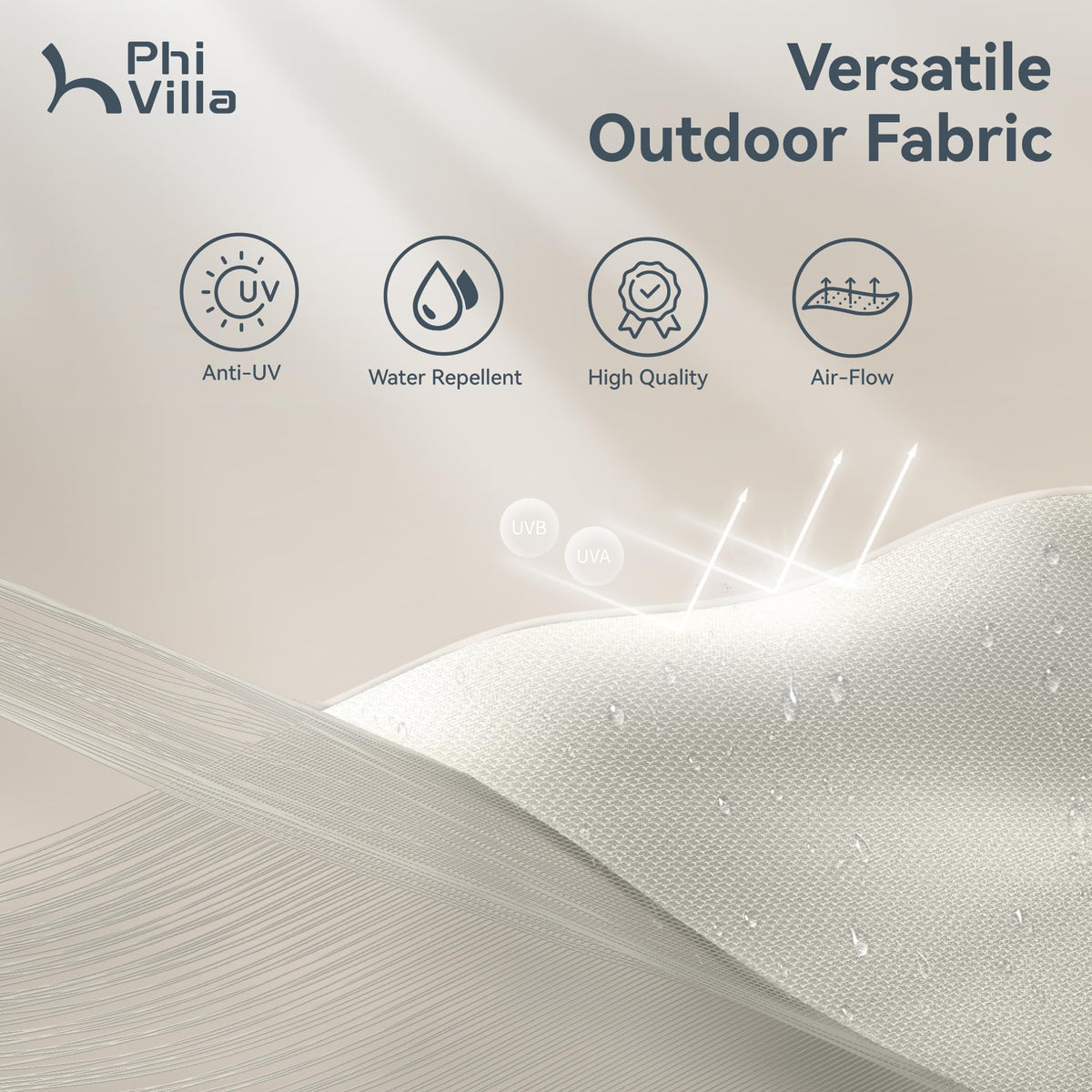 PHI VILLA 13ft Large Patio Umbrellas, Double-Sided Outdoor Market Rectangle Umbrella for Outside, Ivory PHI VILLA