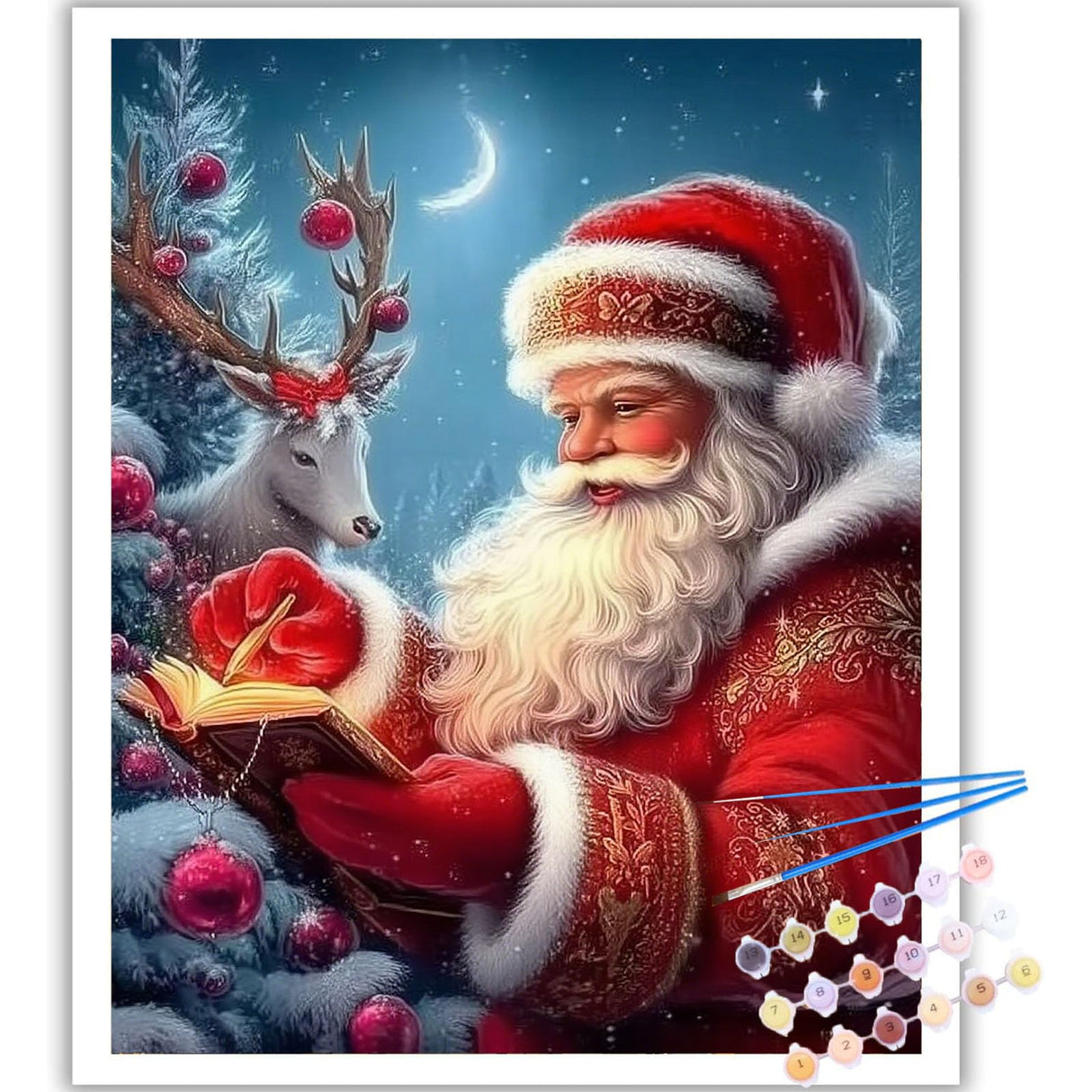 Christmas Paint by Numbers Kit for Adults Beginner-Santa Claus Adult Paint by Number Kits on Canvas, Christmas DIY Acrylic Oil Painting by Numbers for Adults for Gift Home Wall Decor(16x20inch) Arttoplus