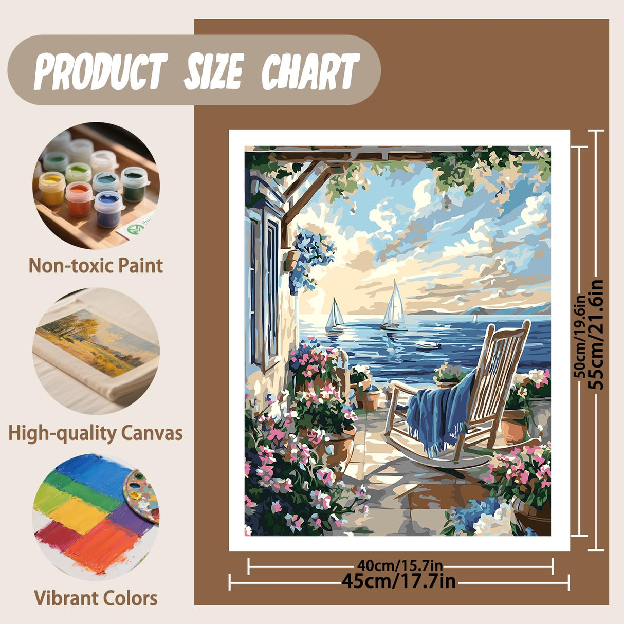 XTCIXAL Landscape Paint by Numbers Kit for Adults, Beach Paint by Number for Adults, Beginners Acrylic Canvas Painting Kits for Home Wall Decor 16x20 Inch XTCIXAL