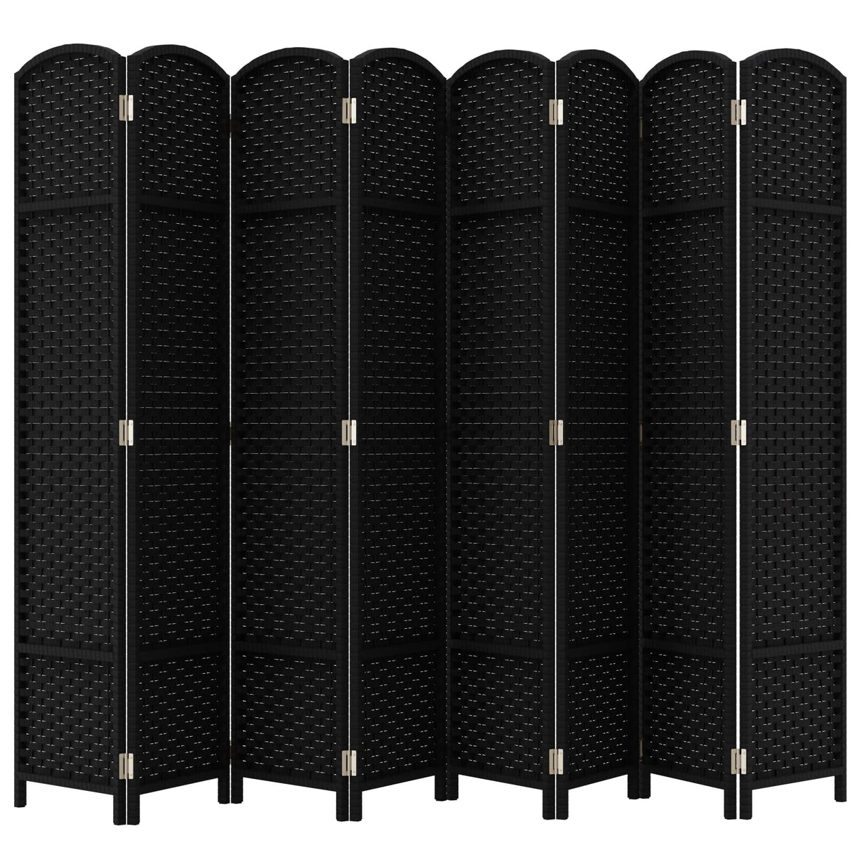 Room Divider 8 Panel Screen 5.6 Ft Tall Partition Room Dividers Black Privacy Screens Folding Room Separation Free Standing Waterproof Wood Frame Wall Divider FDW