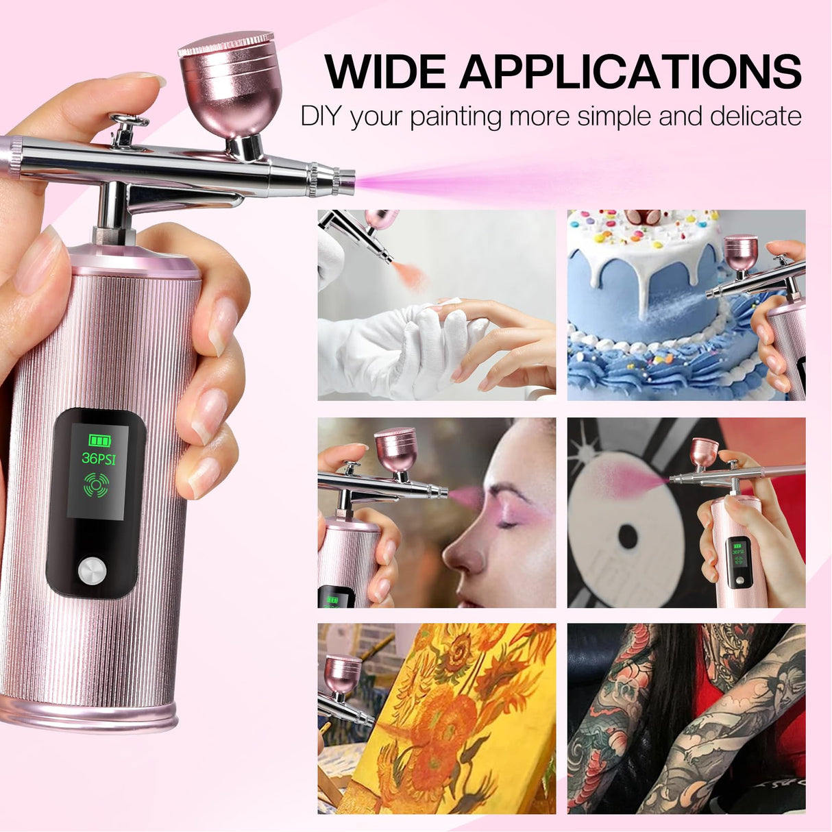 Morovan Airbrush Kit with Compressor: Rechargeable Air brush for nails Cordless Airbrush Gun for Art Painting Cake Decorating Crafts Model Painting Nail Airbrush Machine Morovan