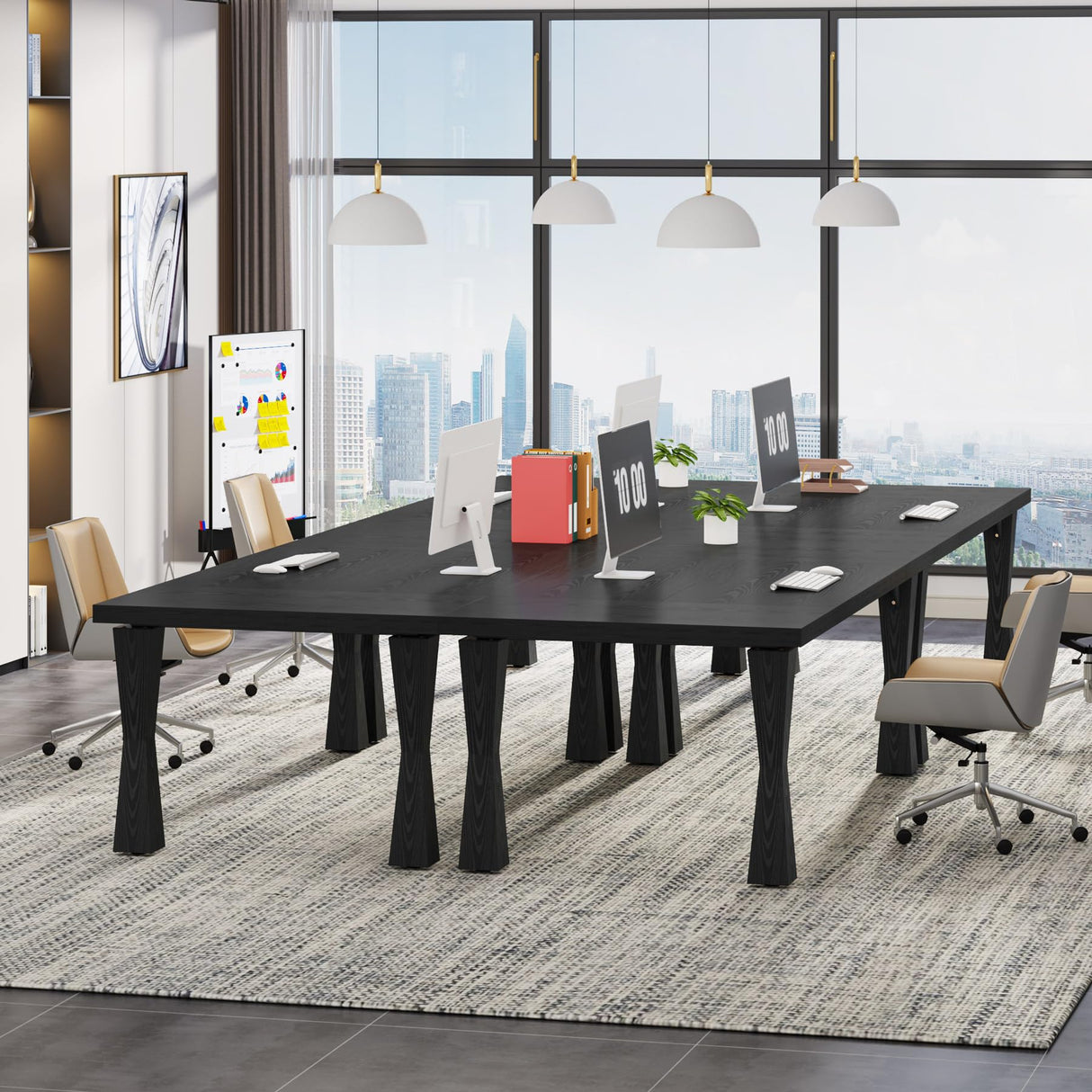 Tribesigns Executive Desk, 71" W x 35" D Large Office Desk, Modern Computer Desk Conference Table Meeting Room Table, Business Furniture for Home Office, Black Tribesigns