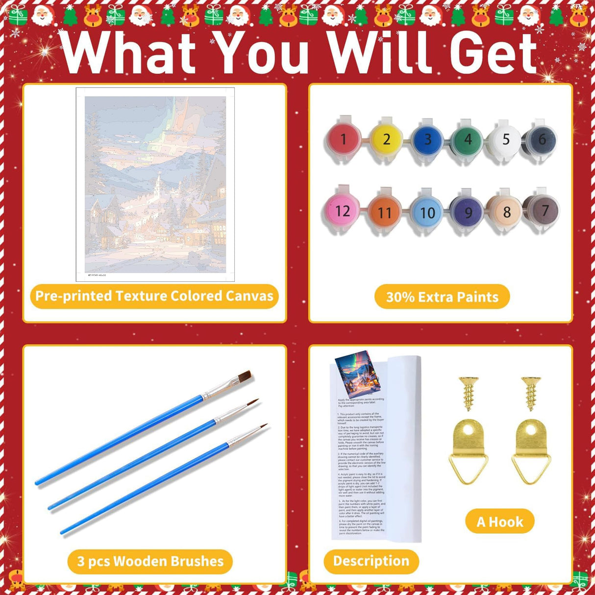 Christmas Paint by Numbers Kits for Adults - Painting by Numbers Kit Snow Scene, Christmas Landscape Adults Paint by Number Kits on Canvas Without Frame Acrylic Paints for Home Wall Decor 16X20 inch ajepon